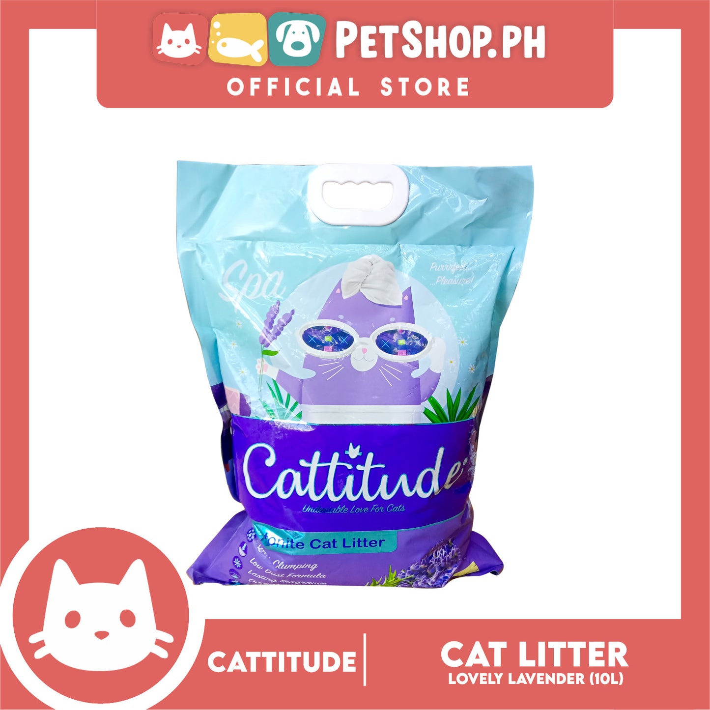 Cattitude Bentonite Cat Litter (Lovely Lavender) Quick Clumping 10 Liters