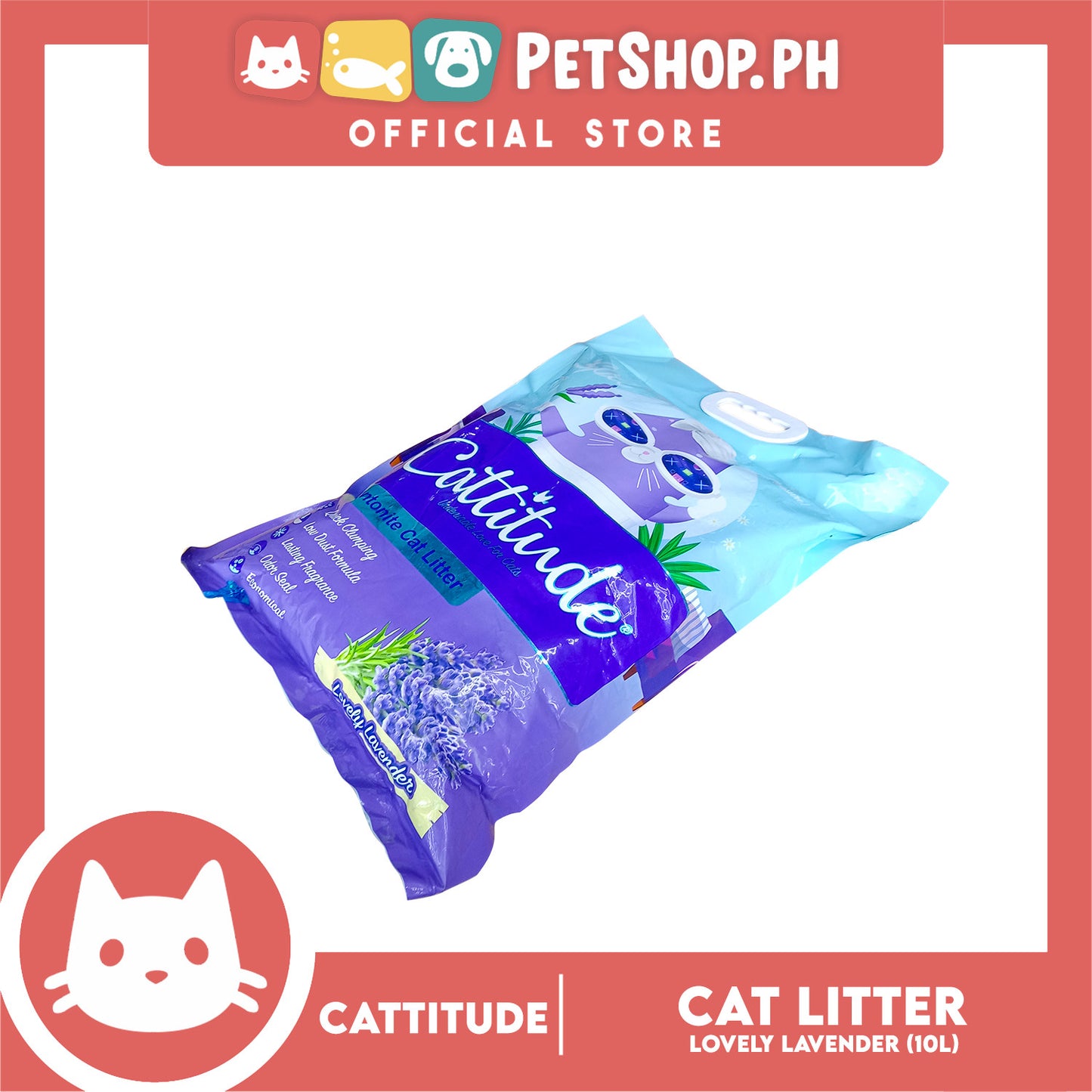 Cattitude Bentonite Cat Litter (Lovely Lavender) Quick Clumping 10 Liters