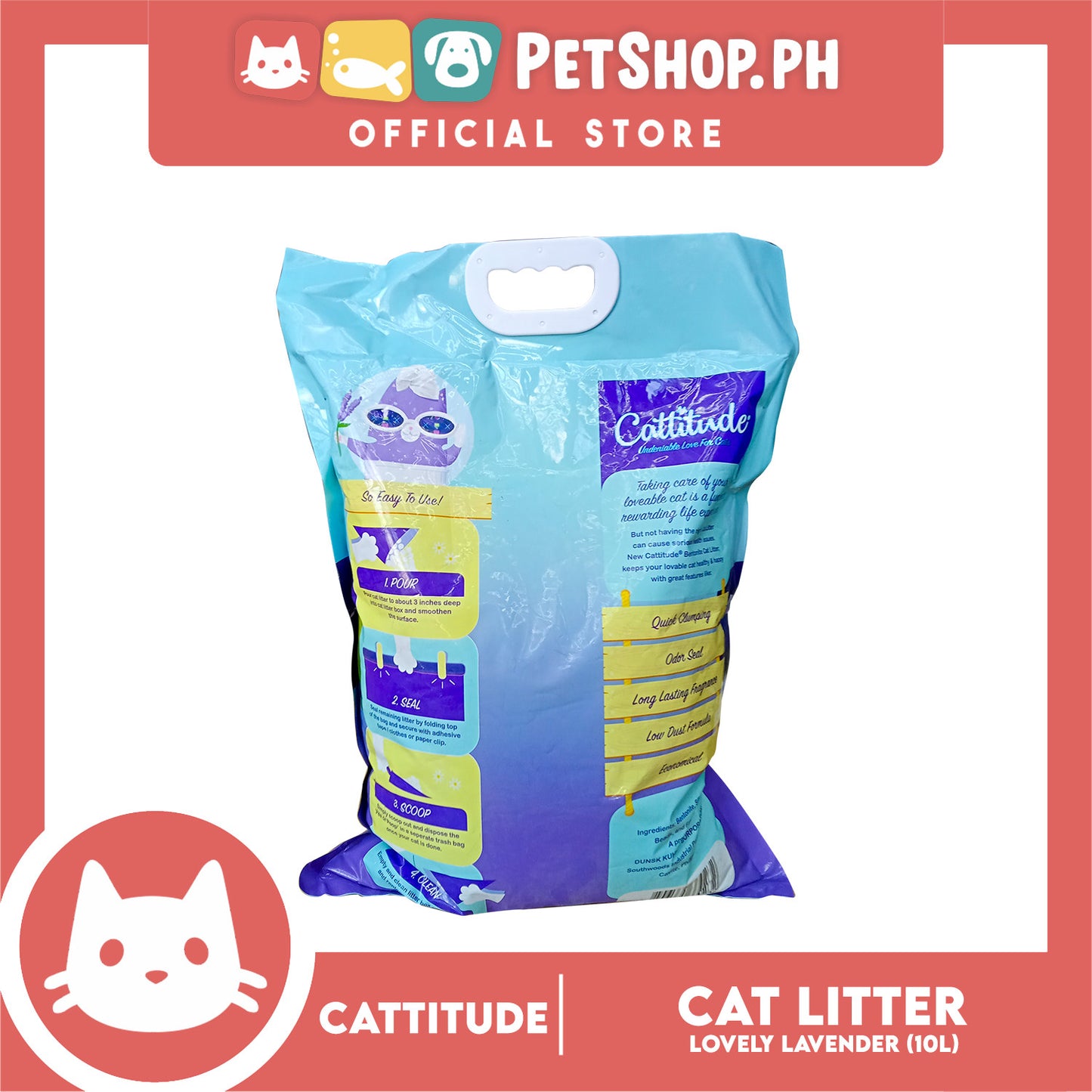 Cattitude Bentonite Cat Litter (Lovely Lavender) Quick Clumping 10 Liters