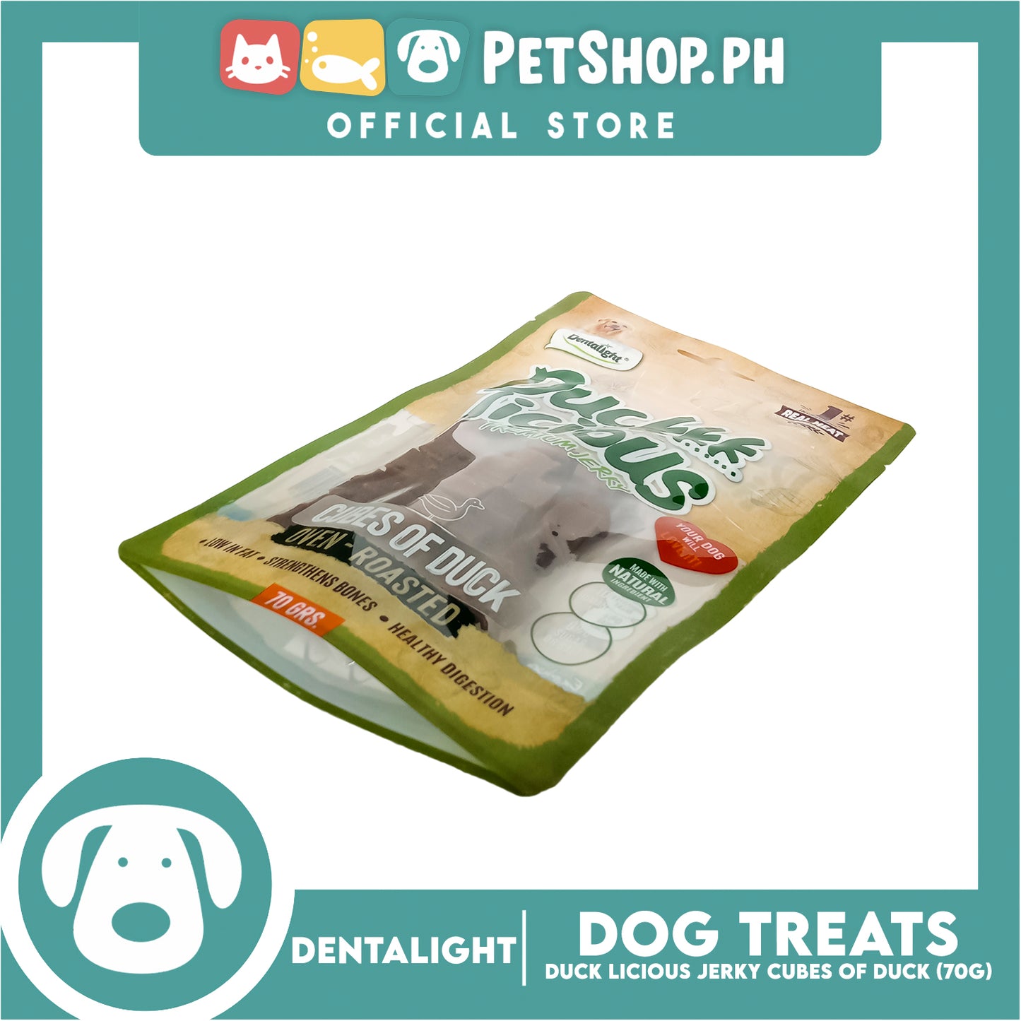 Dentalight Duck Licious Premium Jerky (Cubes of Duck) Oven-roasted 70grams