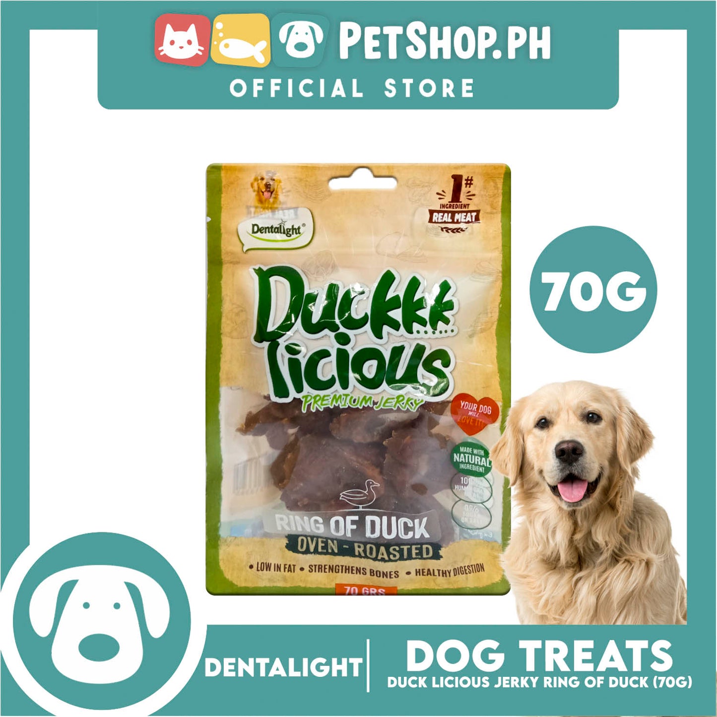 Dentalight Duckkk Licious Premium Jerky (Ring of Duck) Oven-roasted 70grams