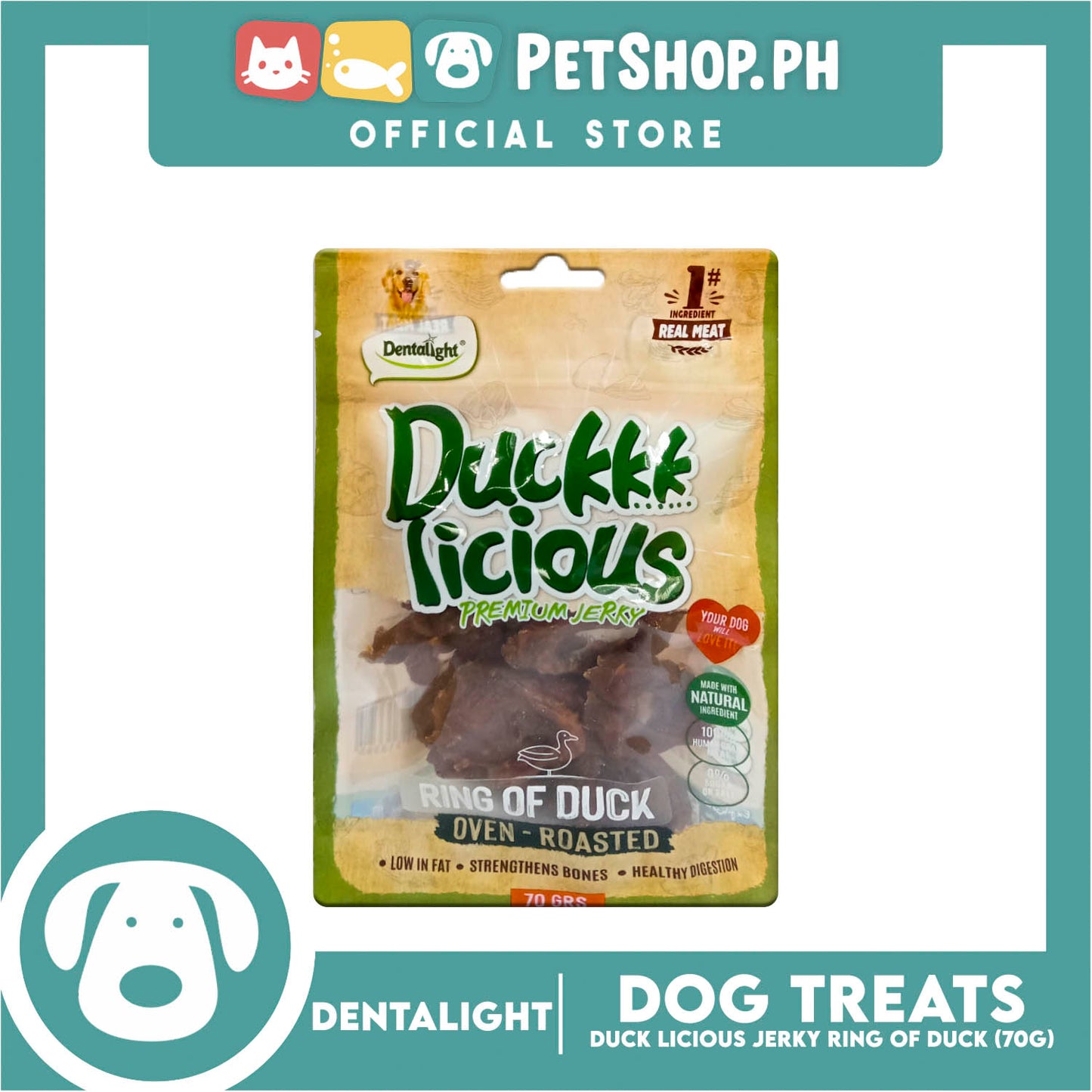 Dentalight Duckkk Licious Premium Jerky (Ring of Duck) Oven-roasted 70grams