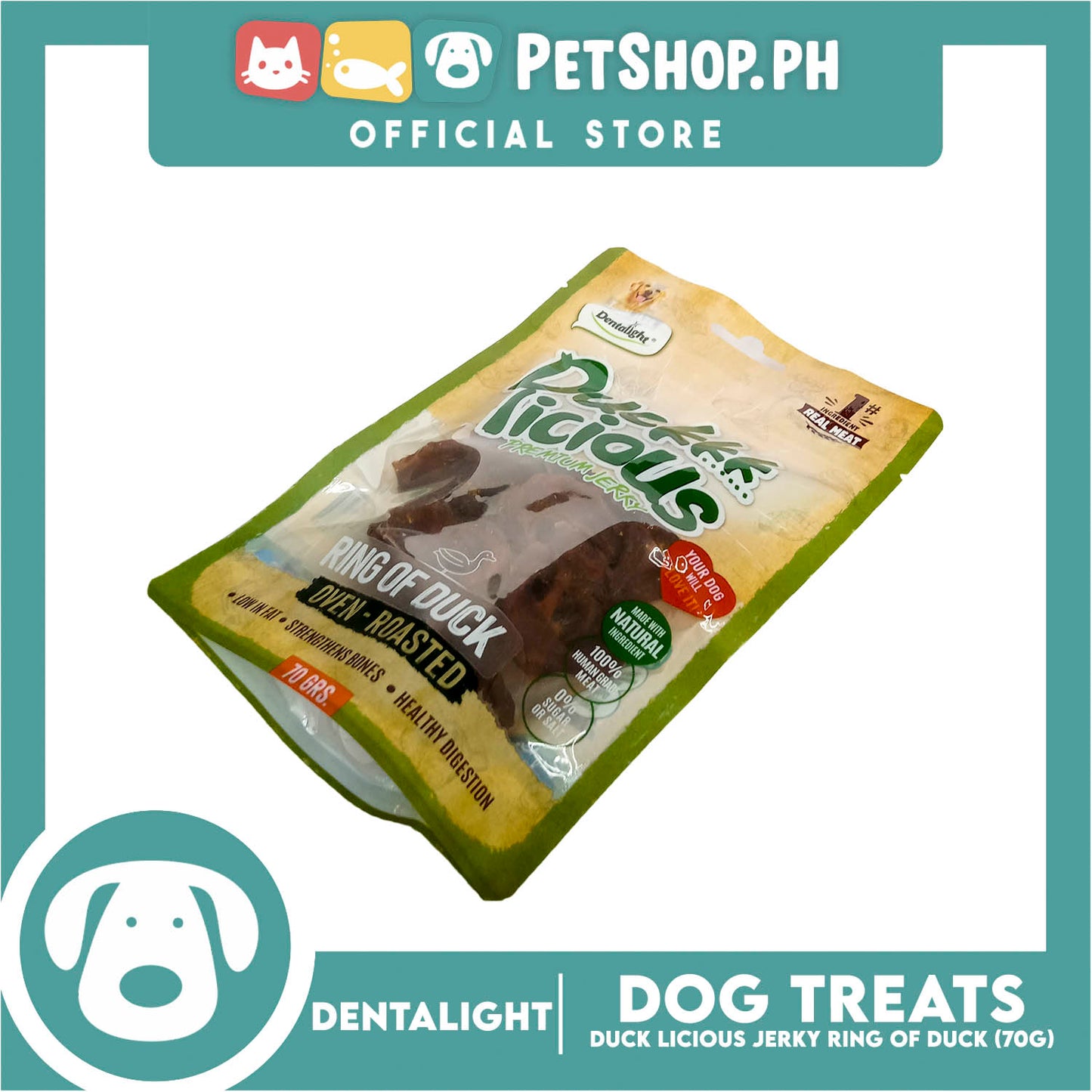 Dentalight Duckkk Licious Premium Jerky (Ring of Duck) Oven-roasted 70grams