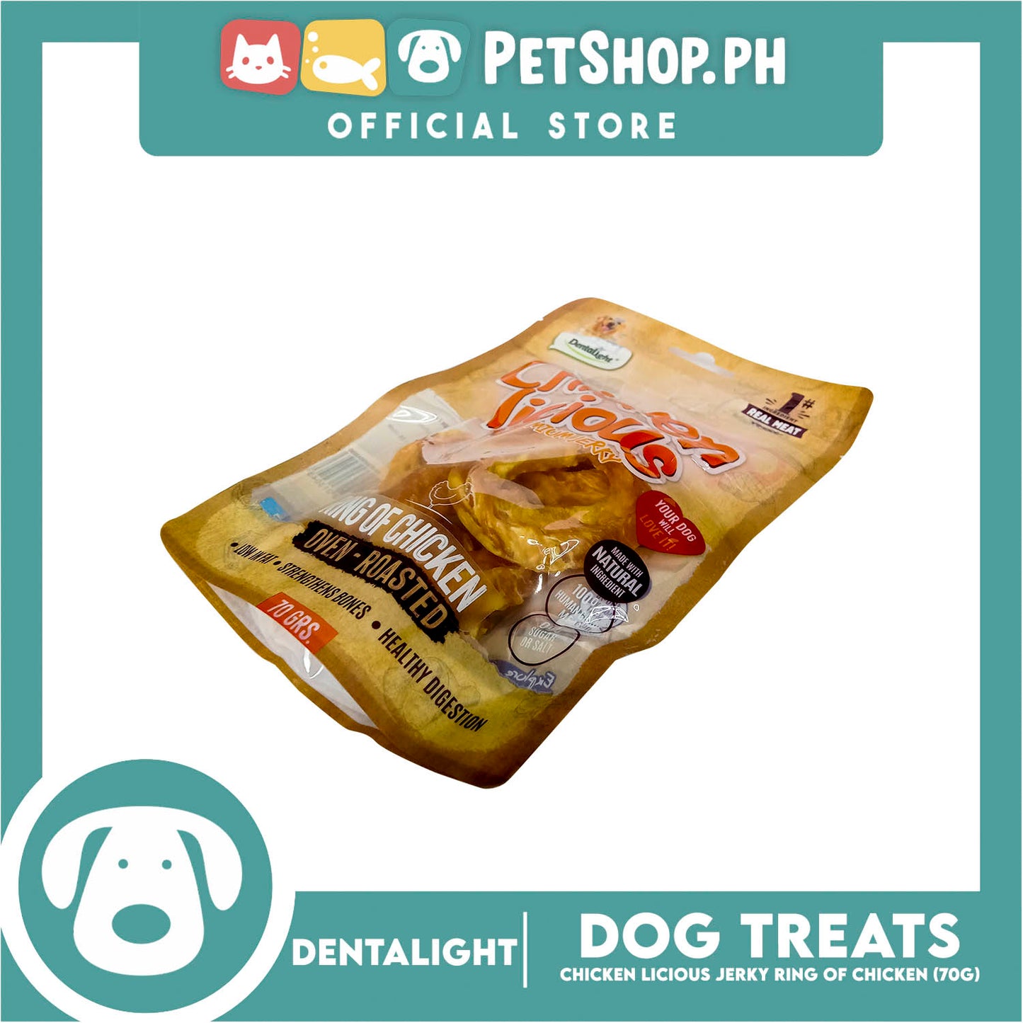 Dentalight Chicken Licious Premium Jerky (Ring of Chicken) Oven-roasted 70grams