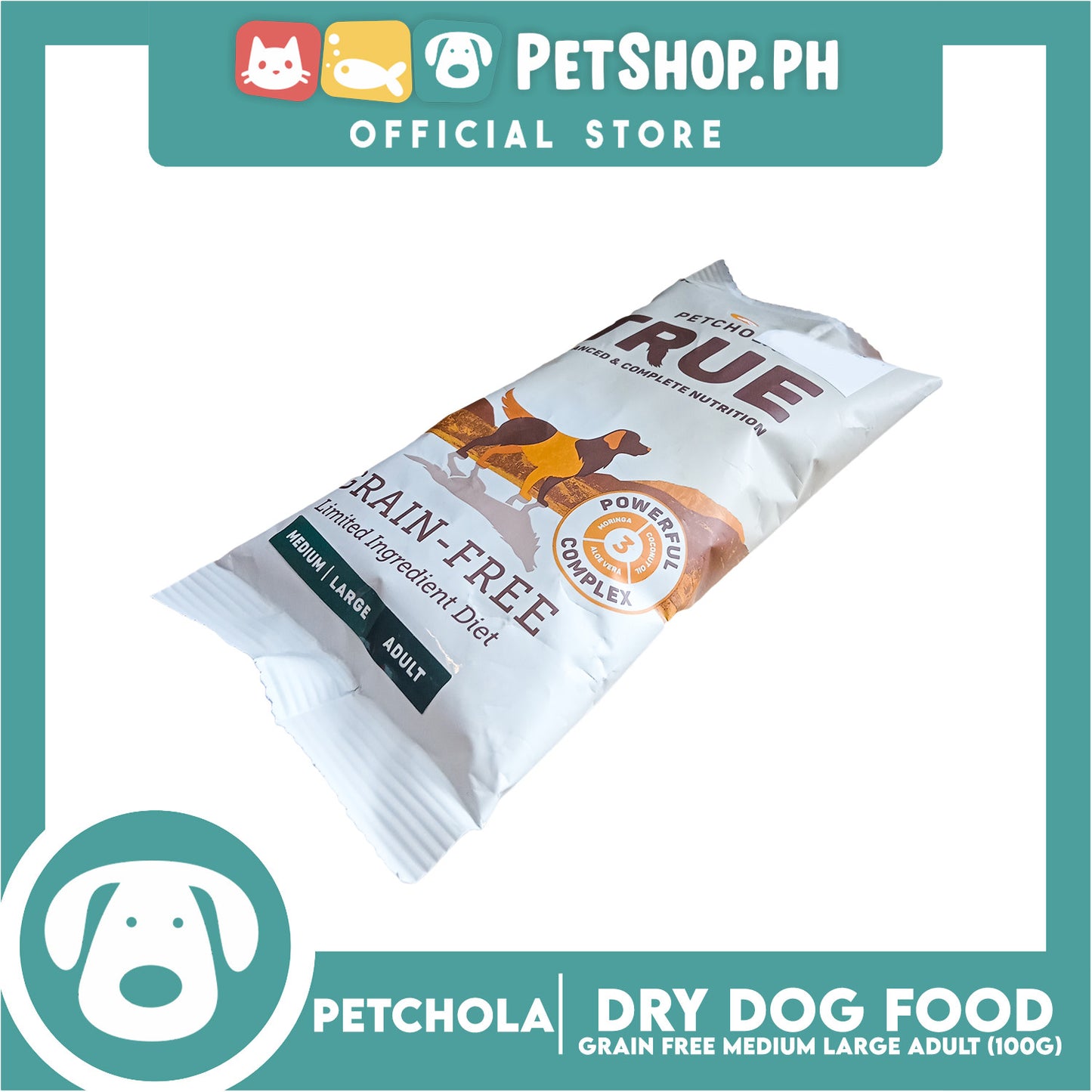 Petchola True Grain Free Dry Dog Food Medium / Large Adult 100g