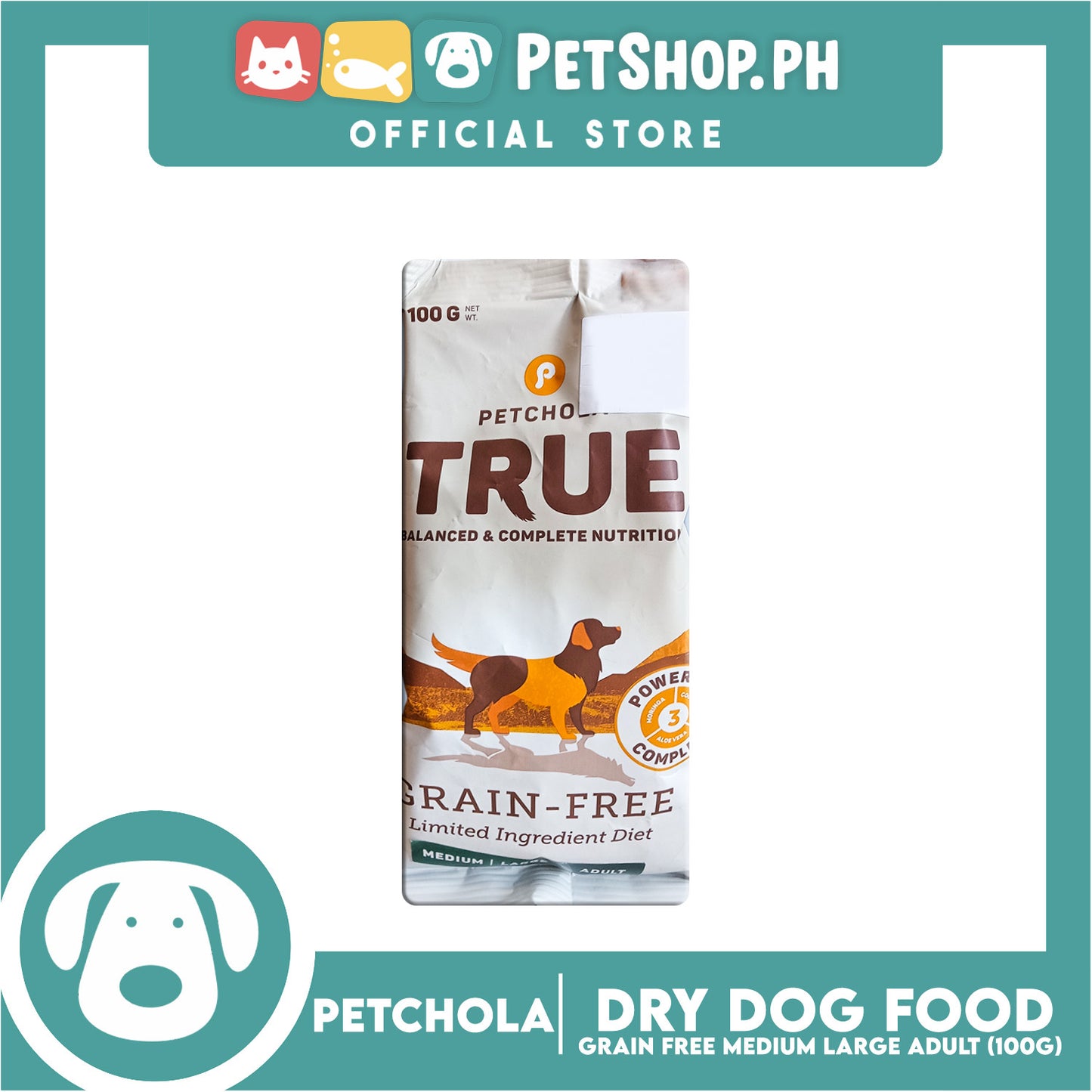 Petchola True Grain Free Dry Dog Food Medium / Large Adult 100g