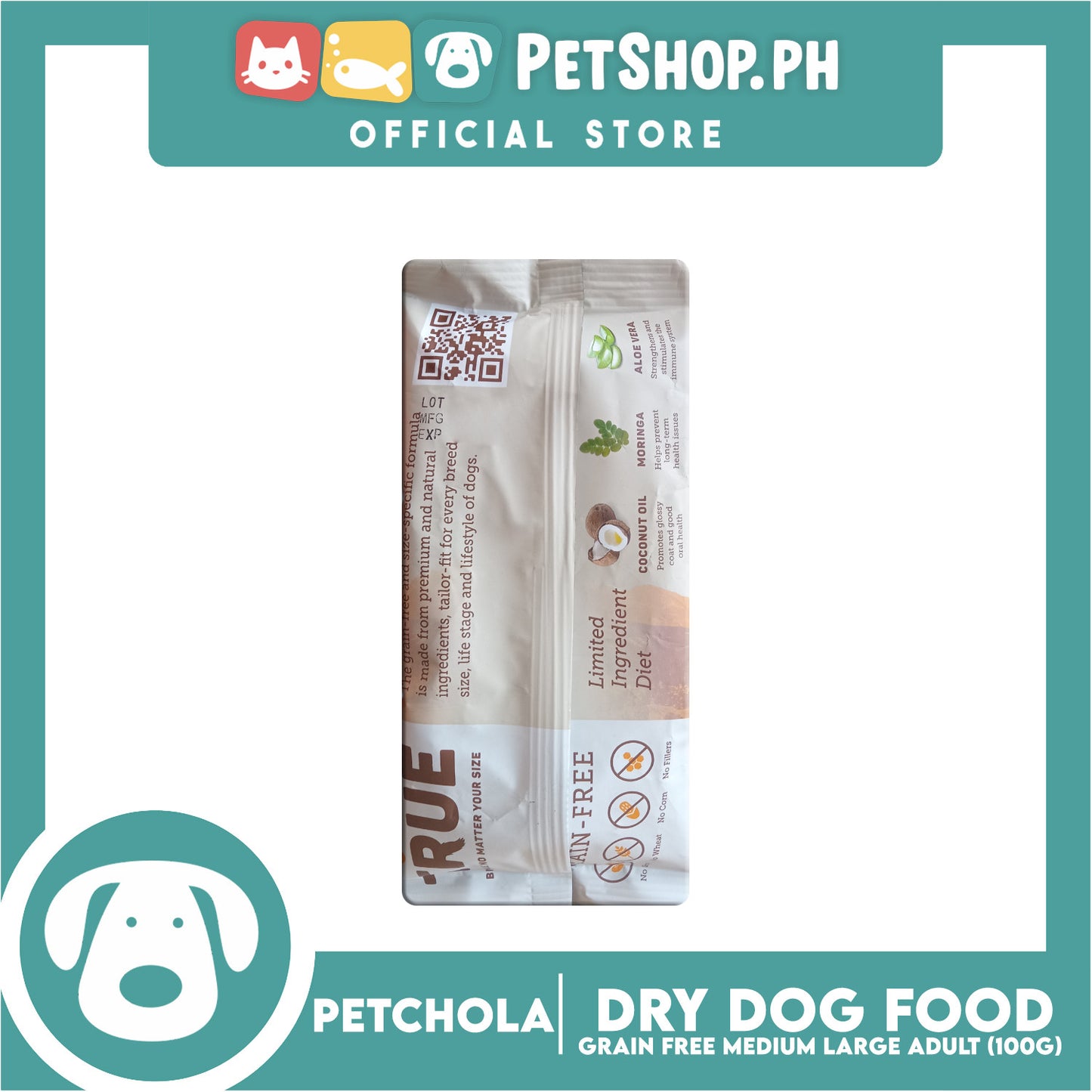 Petchola True Grain Free Dry Dog Food Medium / Large Adult 100g