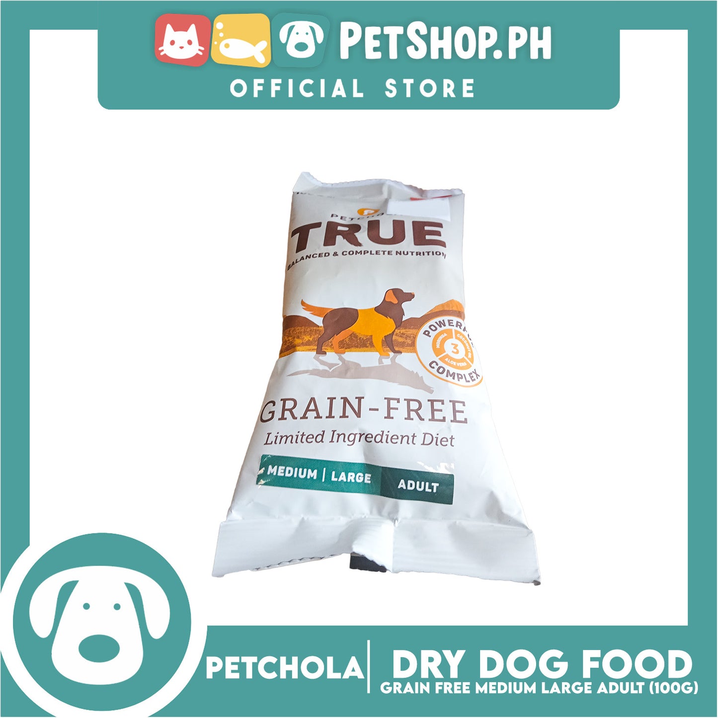 Petchola True Grain Free Dry Dog Food Medium / Large Adult 100g