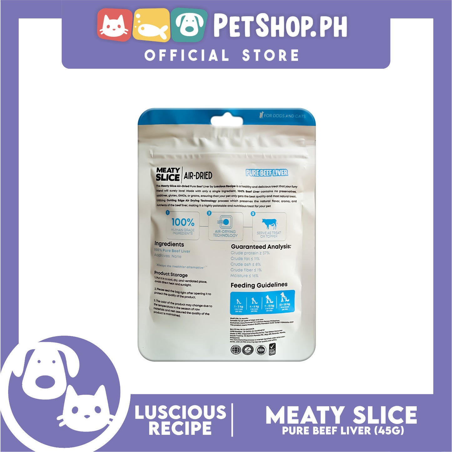 Luscious Recipe Meaty Slice Air Dried Slice (Pure Beef Liver) Pet Treats 45g