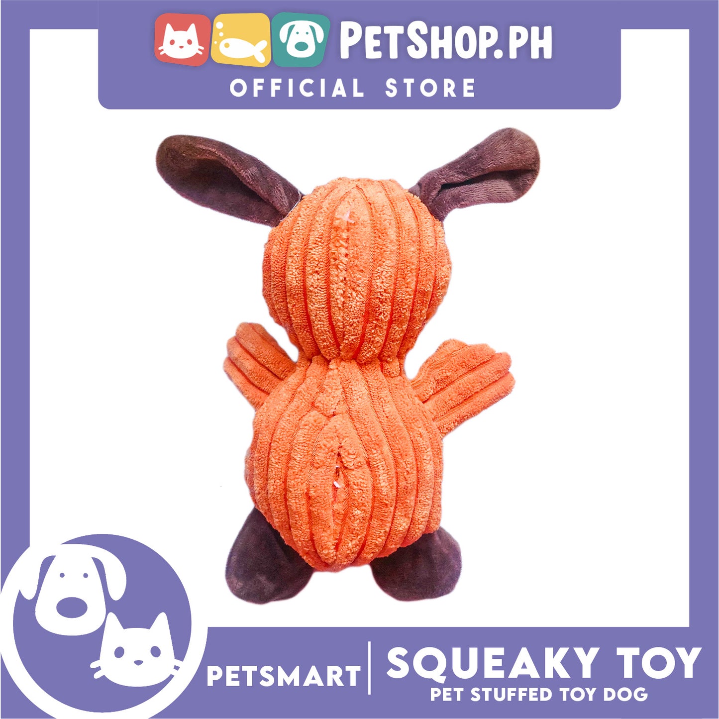 Pet Toy Squeeky Stuffed Animal Dog (Orange)