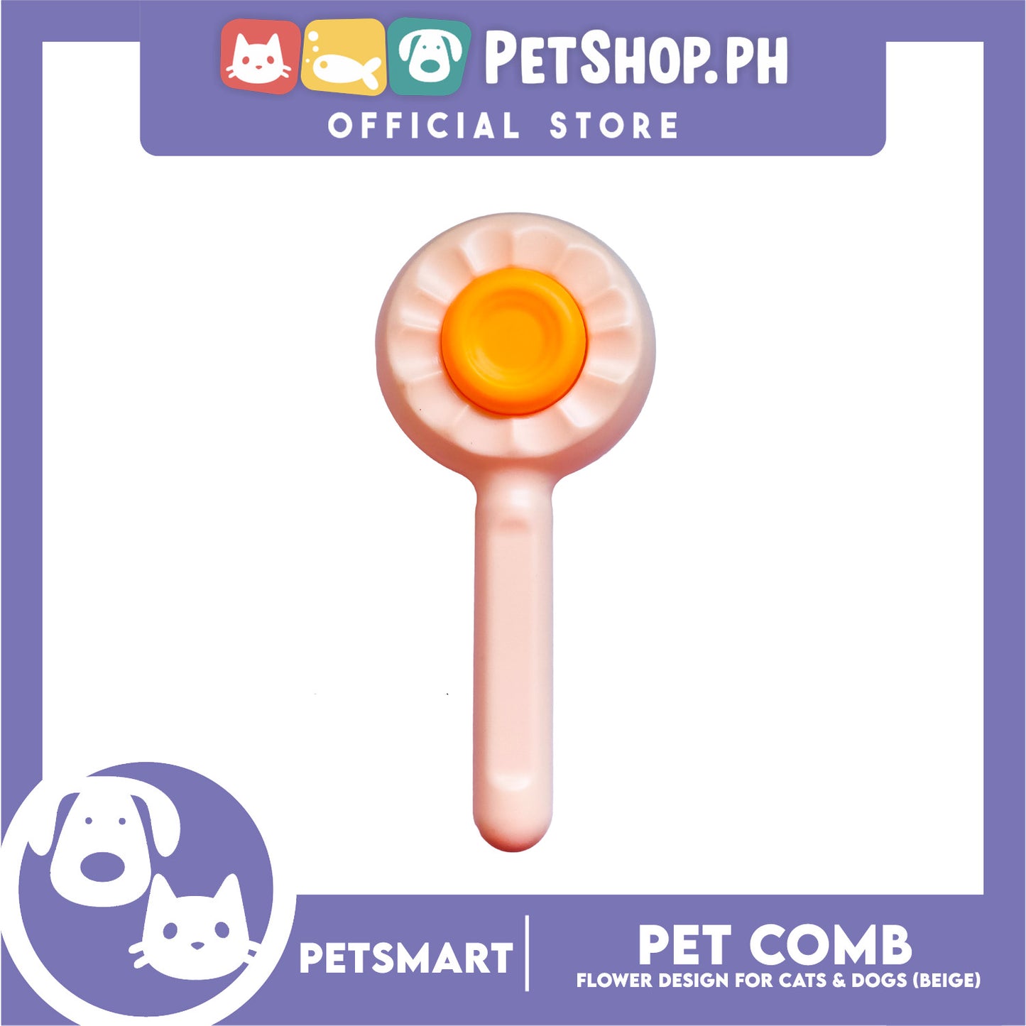 Pet Comb Easy Clean Flower Design (Beige)