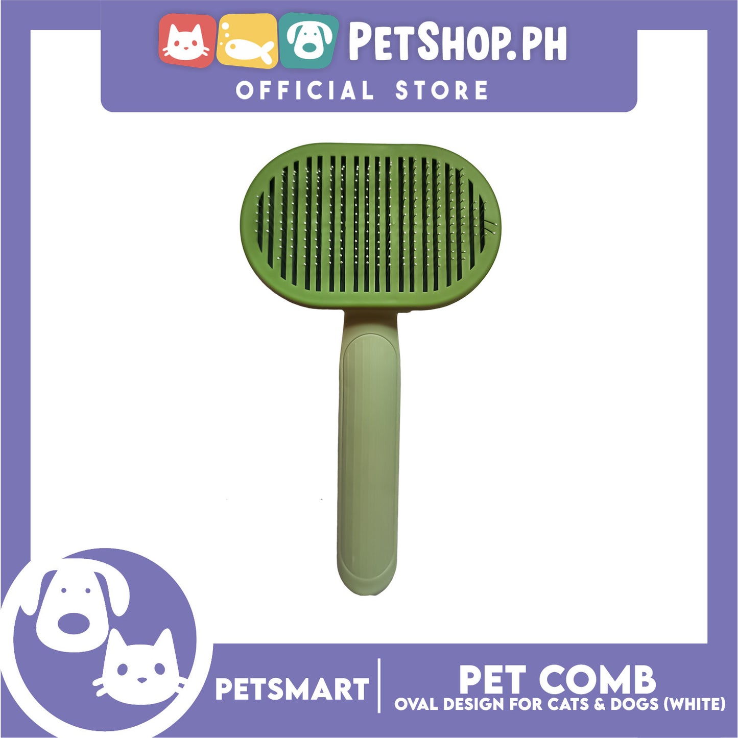 Pet Comb Easy Clean Oval Design (Green)