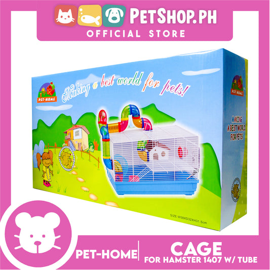 Hamster Cage With Fun Tube Side Out Tray Surface-Sealed Wheel (1407) Hamster Cage, Hamster Accessories, Hamster House