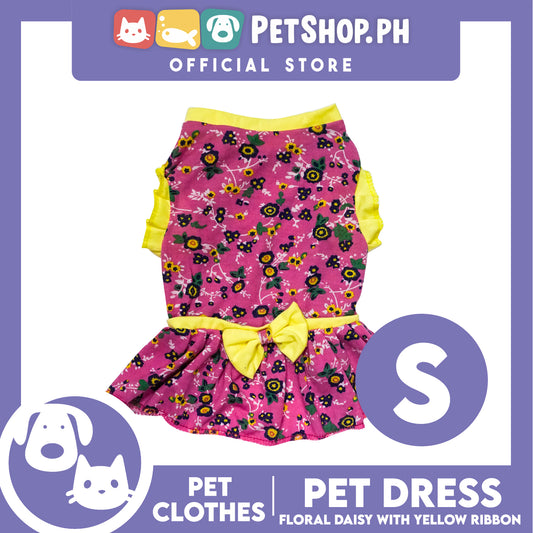 Pet Dress Floral Daisy with Yellow Ribbon (Small) Pet Dress Clothes Perfect for Dog
