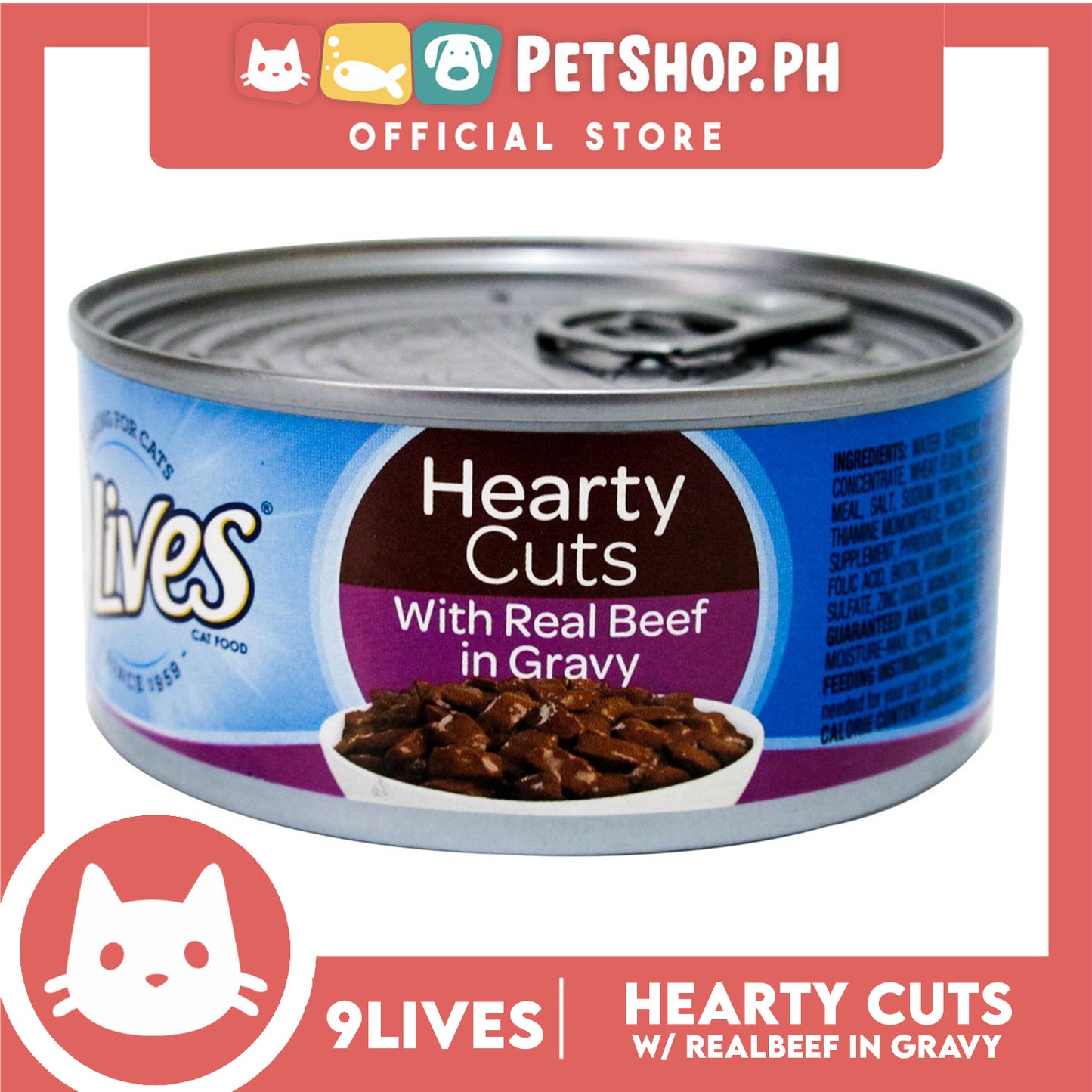 9Lives Hearty Cuts with Real Beef in Gravy 156g Cat Wet Food