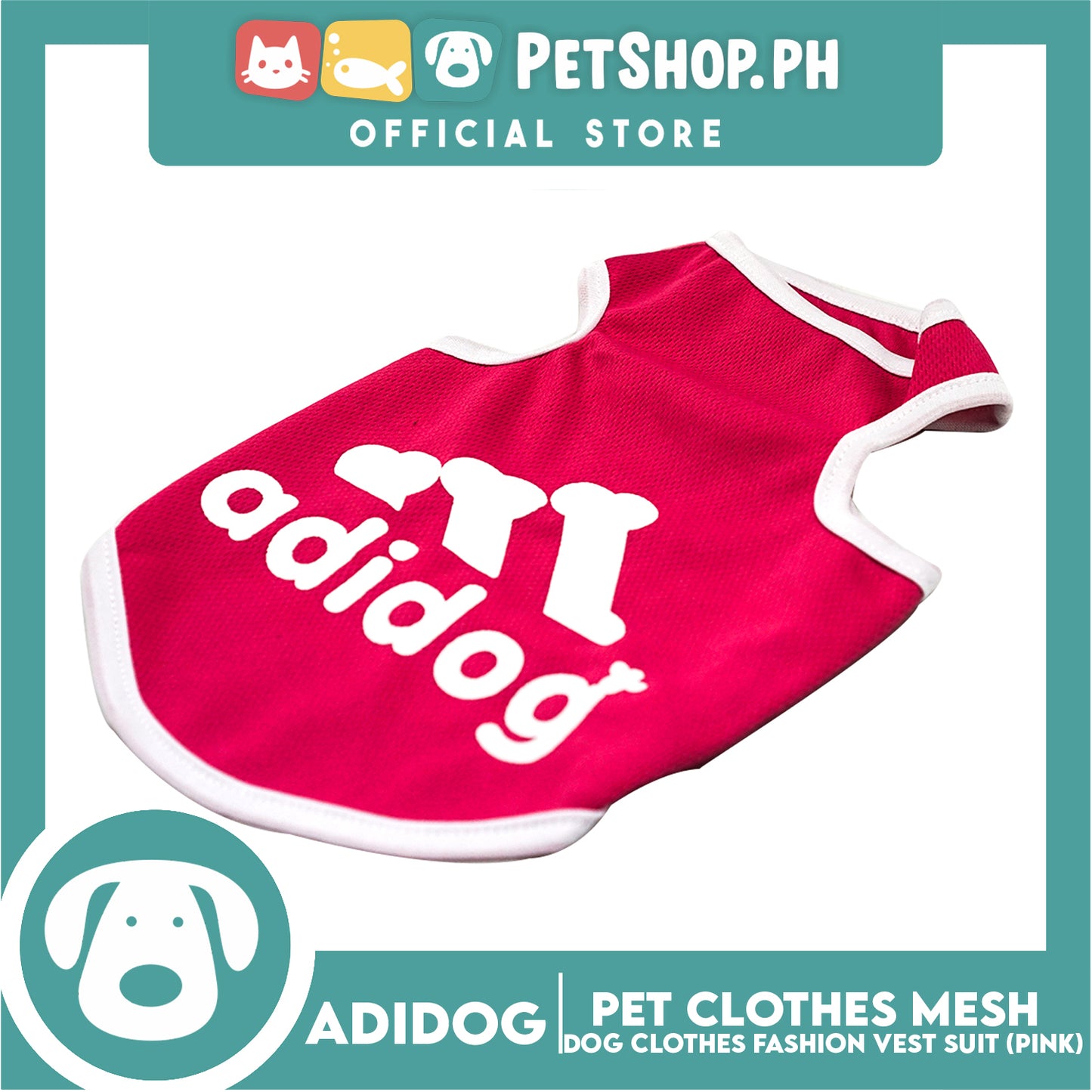Adidog Pet Clothes Mesh Vet, Summer Dog Clothes, Breathable Mesh Vet, Dog Shirt, Pet Jersey, Fashion Vest Suit for Dogs (Pink) (Small)