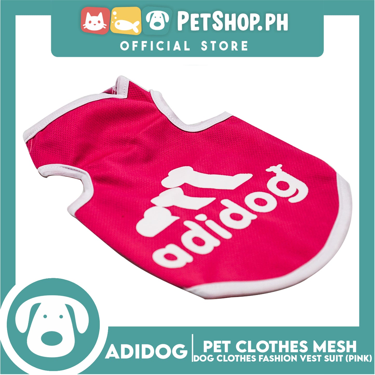 Adidog Pet Clothes Mesh Vet, Summer Dog Clothes, Breathable Mesh Vet, Dog Shirt, Pet Jersey, Fashion Vest Suit for Dogs (Pink) (Small)