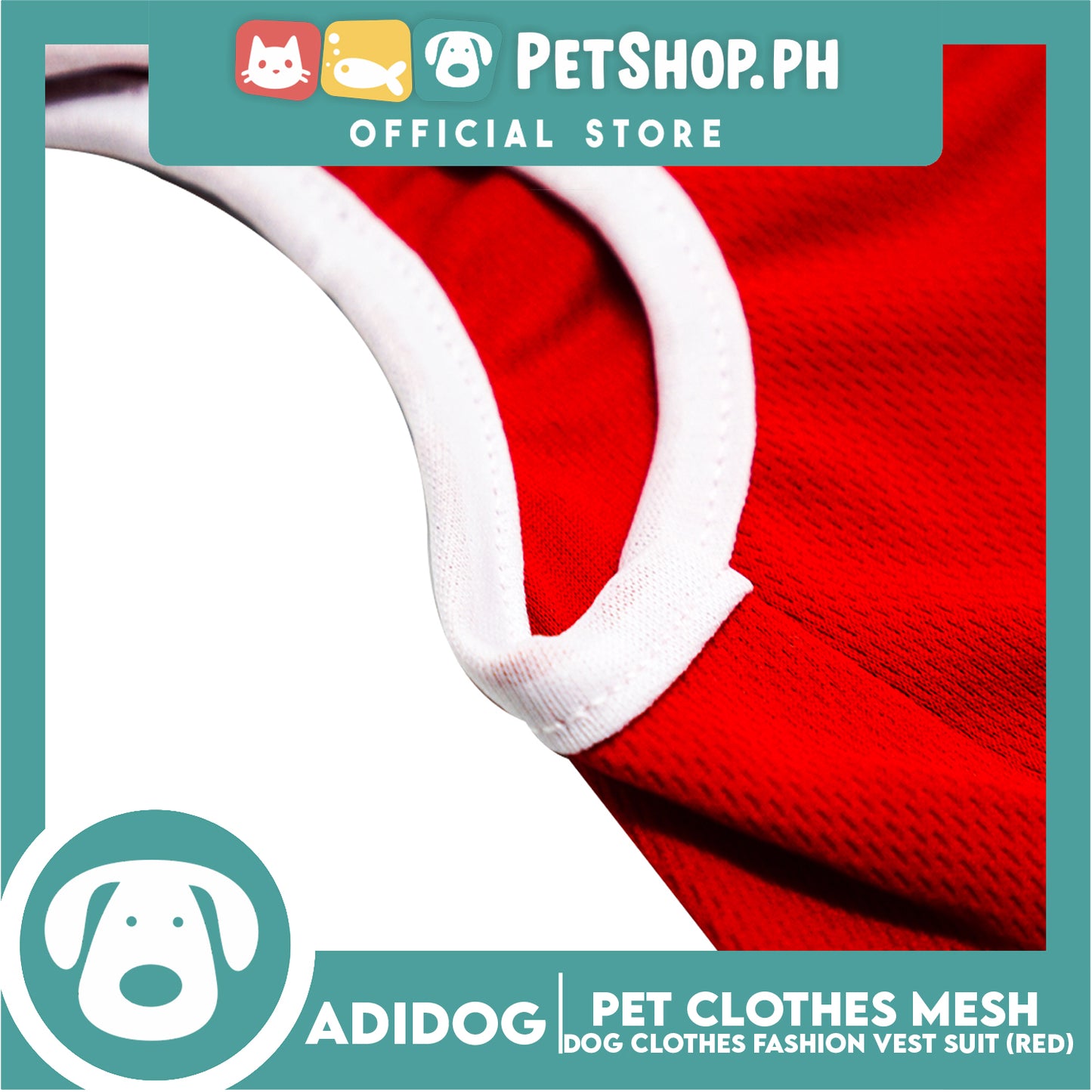 Adidog Pet Clothes Mesh Vet, Summer Dog Clothes, Breathable Mesh Vet, Dog Shirt, Pet Jersey, Fashion Vest Suit for Dogs (Red) (Large)