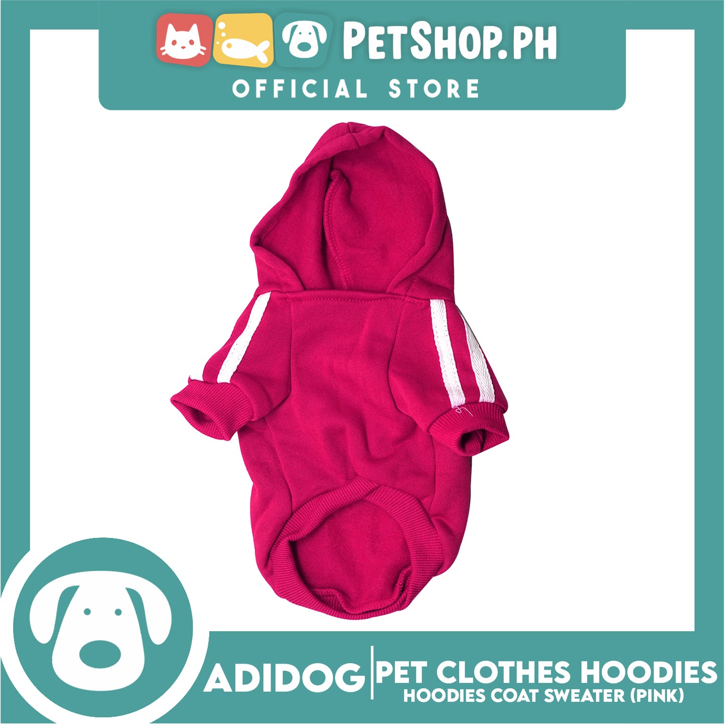 Adidog Pet Clothes Hoodies, Cute Warm Winter Hoodies Coat Sweater (Pink) Large