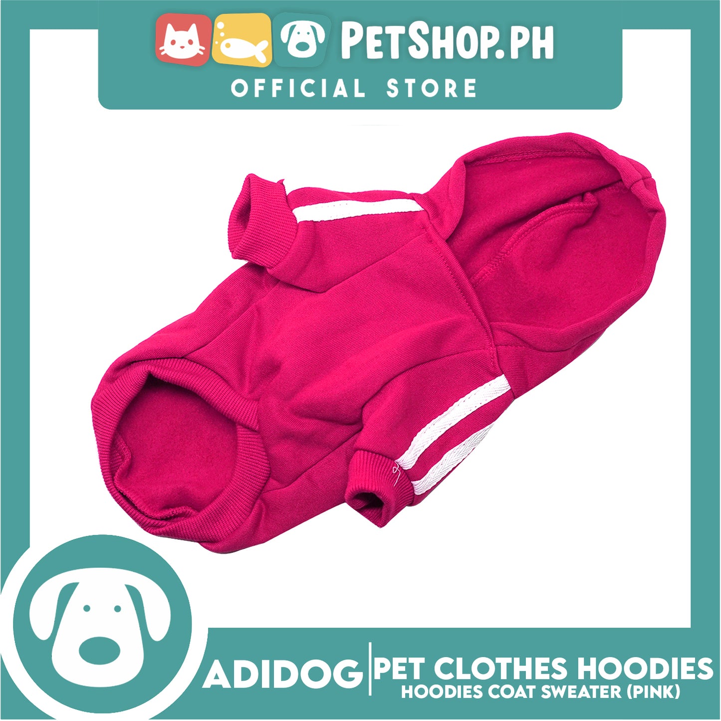 Adidog Pet Clothes Hoodies, Cute Warm Winter Hoodies Coat Sweater (Pink) Large