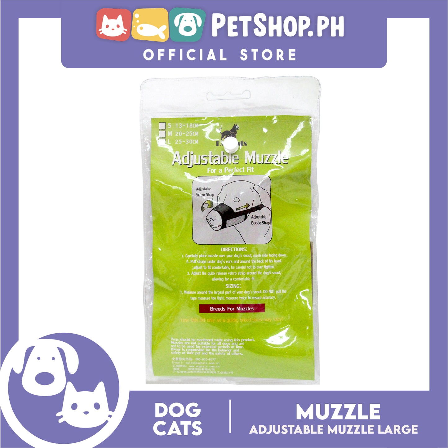 Dog Nylon Muzzle Head Mask with Adjustable Strap (Large) Anti-Bite