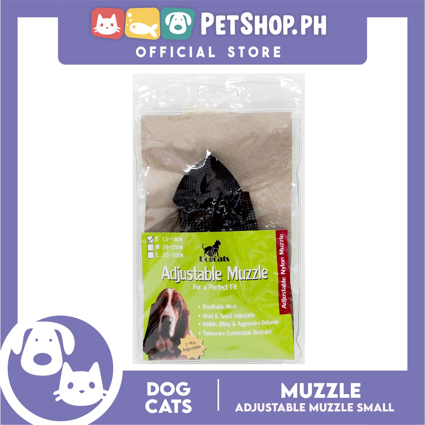 Dog Nylon Muzzle Head Mask with Adjustable Strap (Small) Anti-Bite