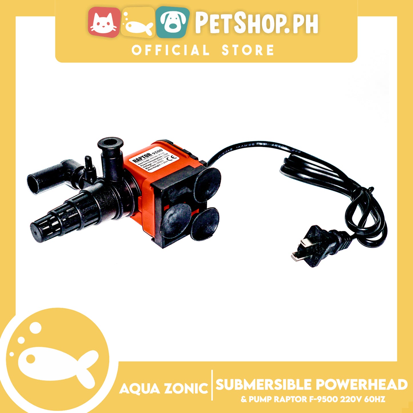 Raptor F-9500 Submersible Filter 10W, Max Flow 950, Max Height 1.20, 220V-240V 60Hz, Durable, Silent, Energy Saving And Strong Performance Fish Tank Filter
