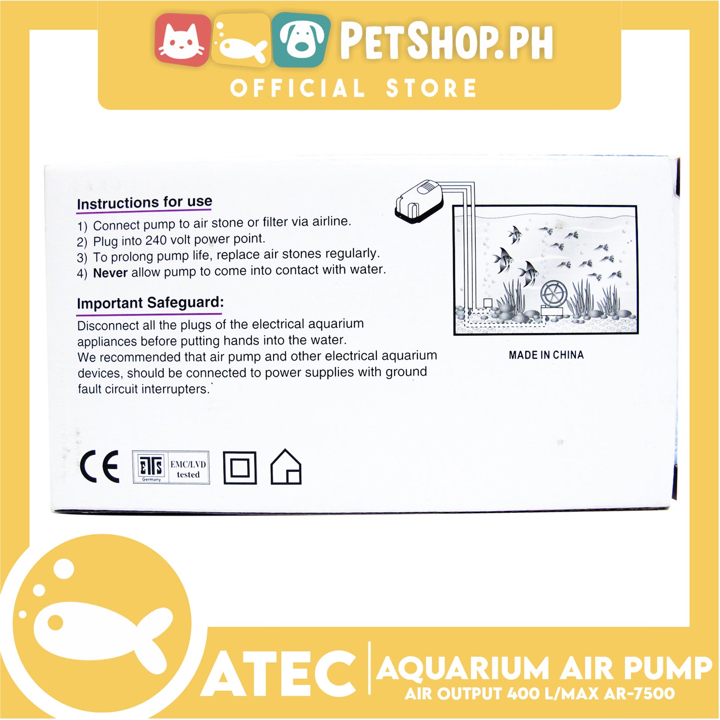 Atec Aquarium Air Pump AR-7500 Double