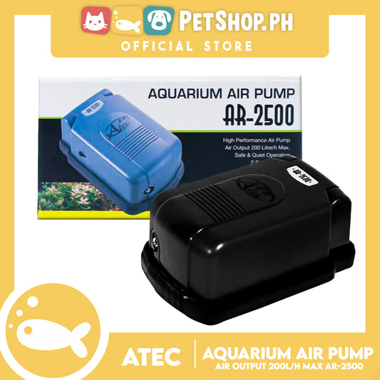 Atec Aquarium Air Pump AR-2500, Aquarium 80-200L, Flow Rate 200L/hr, Pressure 0.02MPa, High Performance Air Pump, Air Output 200 Litre Max, Safe And Quiet Operation, 2 Speed Control, Single Outlet
