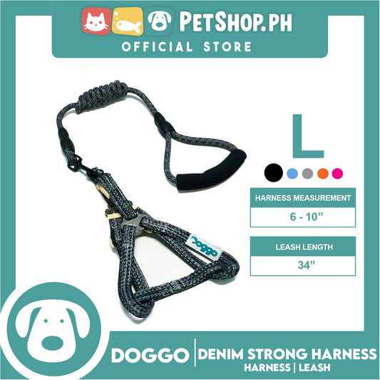 Doggo Atlanta Strong Harness and Leash Set Large (Black)