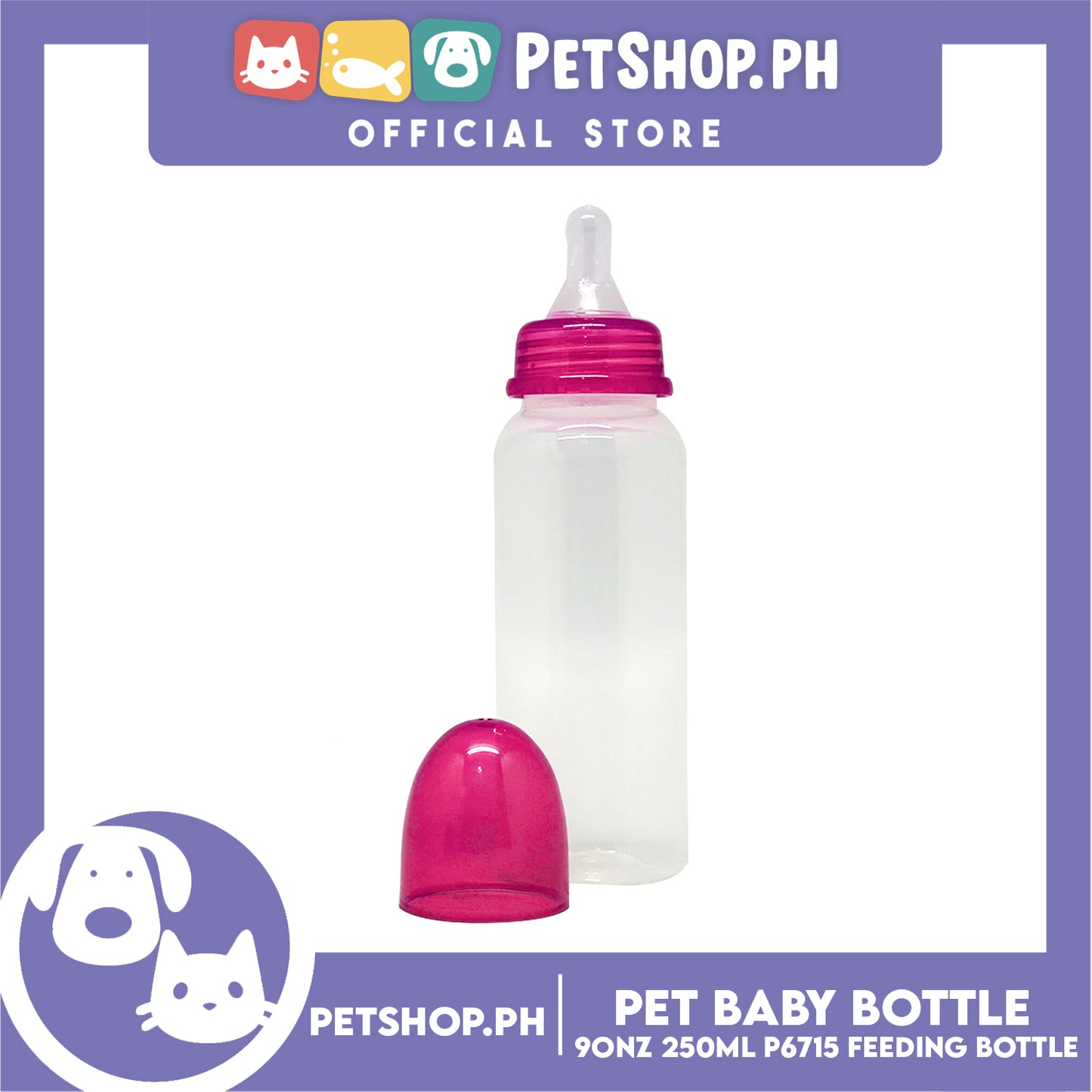 Pet Baby Bottle for Feeding Kittens and Puppies 9oz 250ml P6715 (Blue)- Feeding Bottle, Nursing Kit