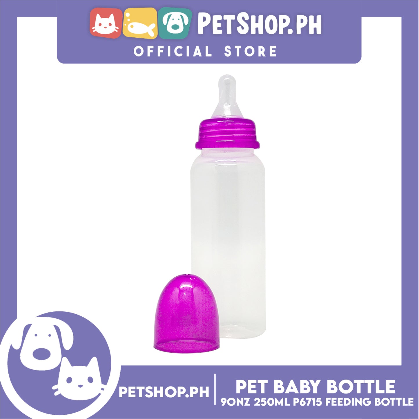 Pet Baby Bottle for Feeding Kittens and Puppies 9oz 250ml P6715 (Blue)- Feeding Bottle, Nursing Kit