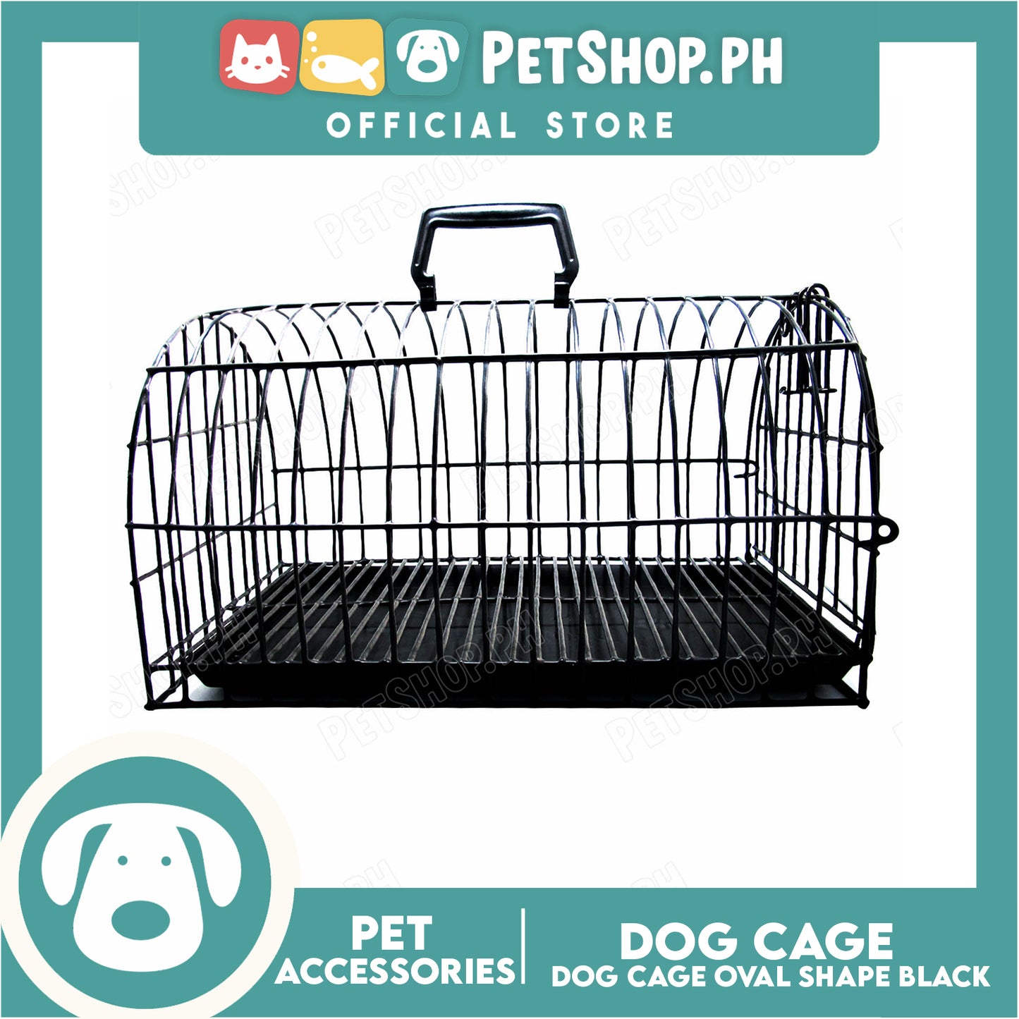 Dog Cage Large Oval Black