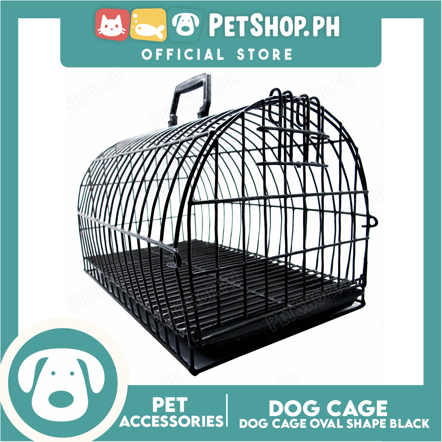 Dog Cage Large Oval Black