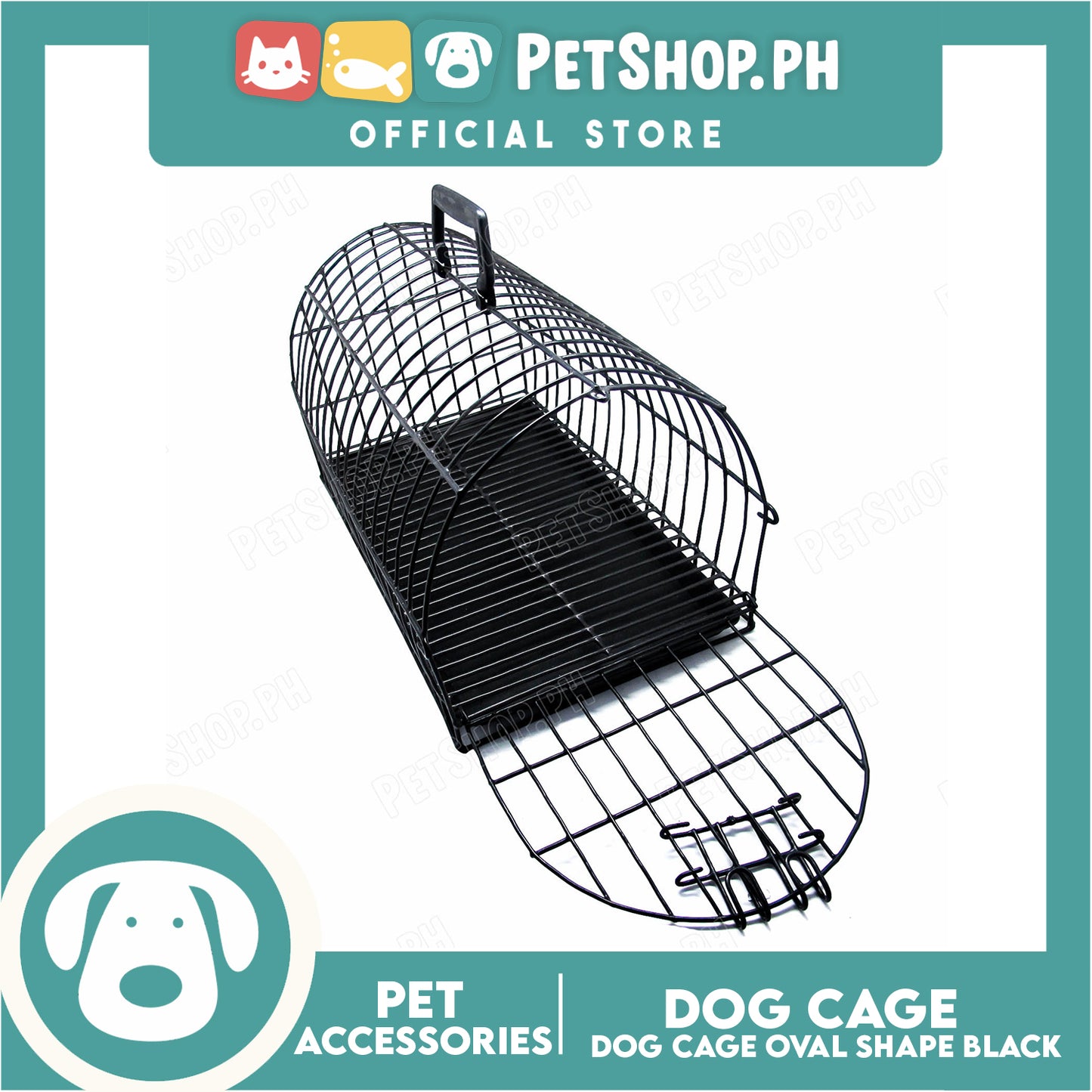 Dog Cage Large Oval Black