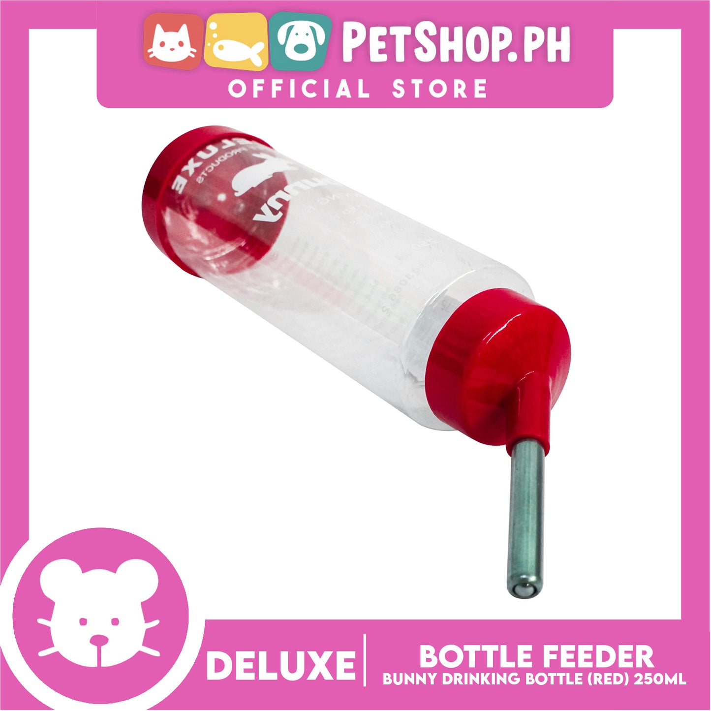 Deluxe Bunny Drinking Bottle Red 250ml