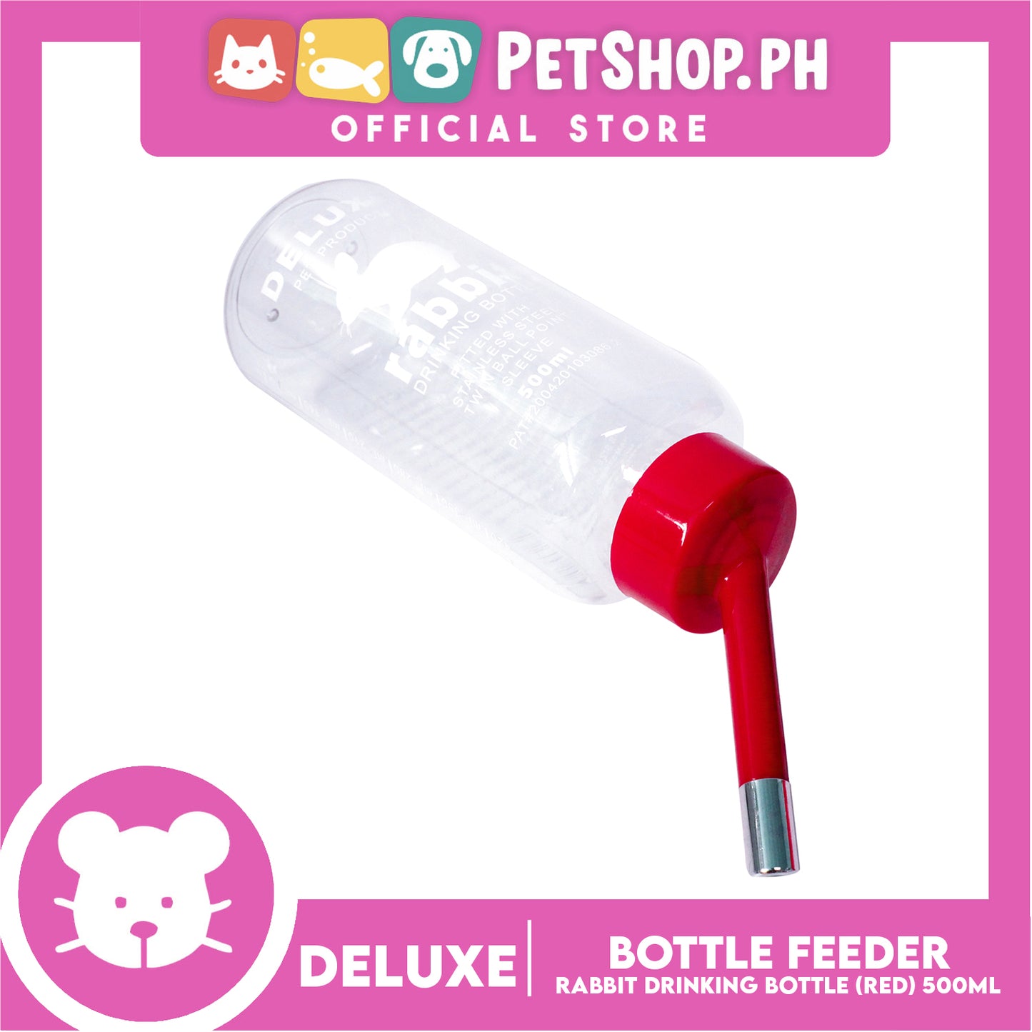Deluxe Rabbit Drinking Bottle Red 500ml