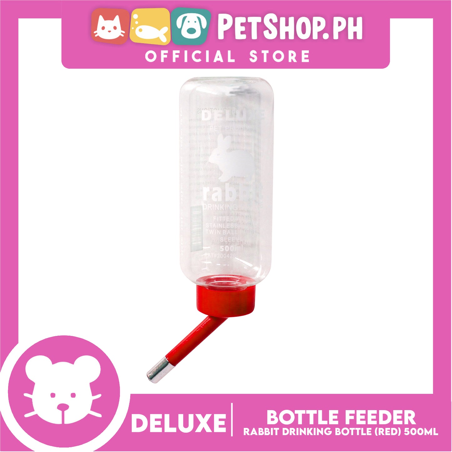 Deluxe Rabbit Drinking Bottle Red 500ml