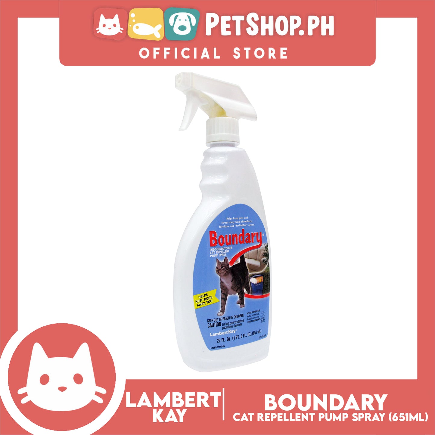 Lambert Kay Boundary Indoor and Outdoor 651ml Cat Repellent Spray