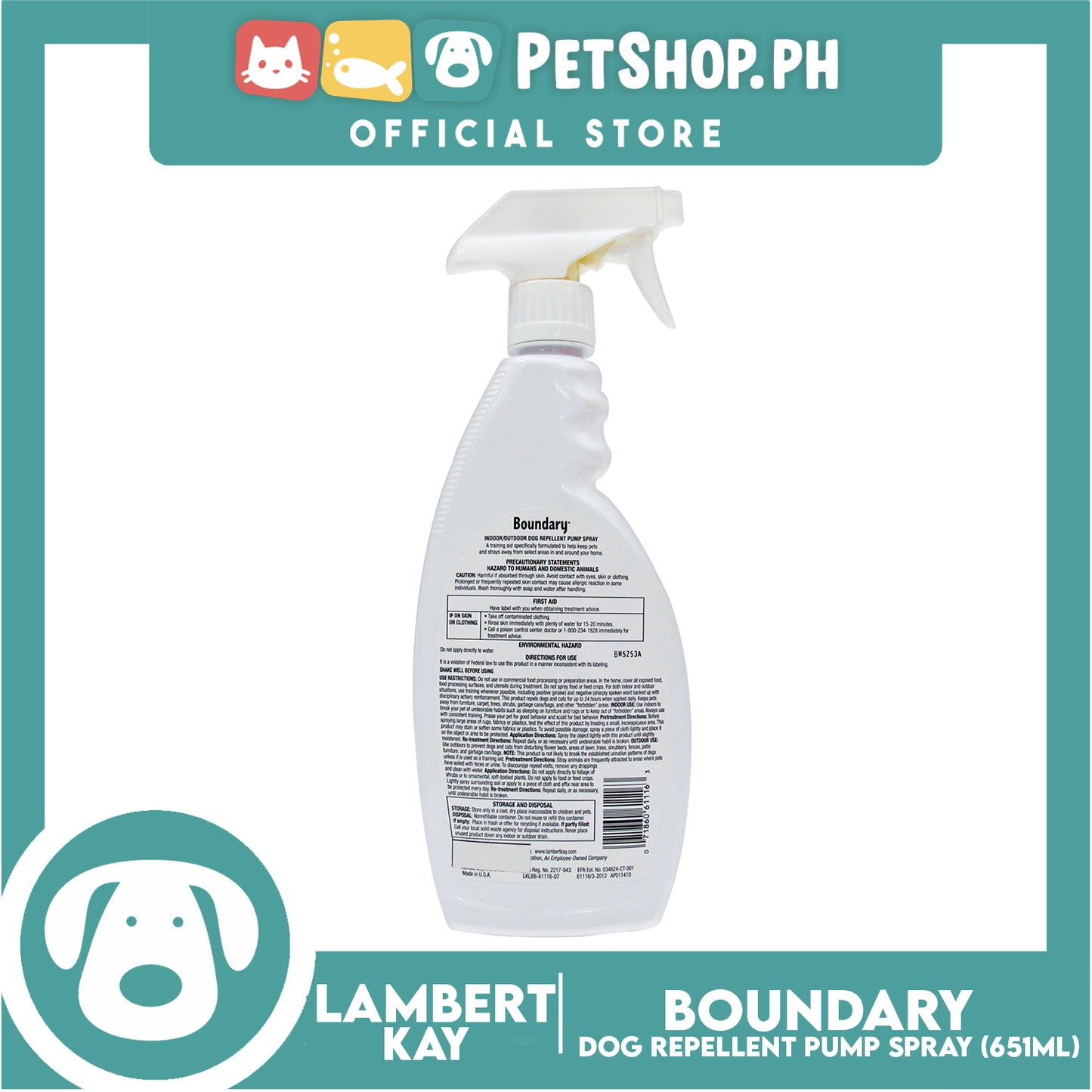 Lambert Kay Boundary Indoor and Outdoor 651ml Dog Repellent Spray