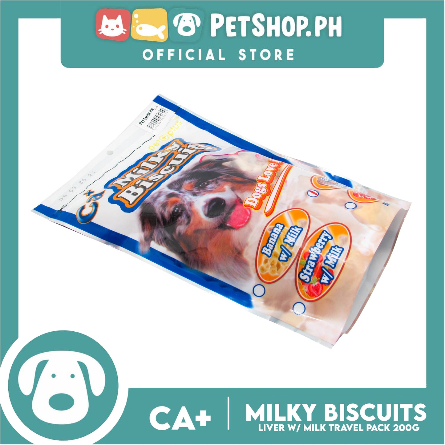 Pet Plus Calcium Milky Biscuit 200g (Liver and Milk Flavor) For Dogs Strong Bones and Teeth