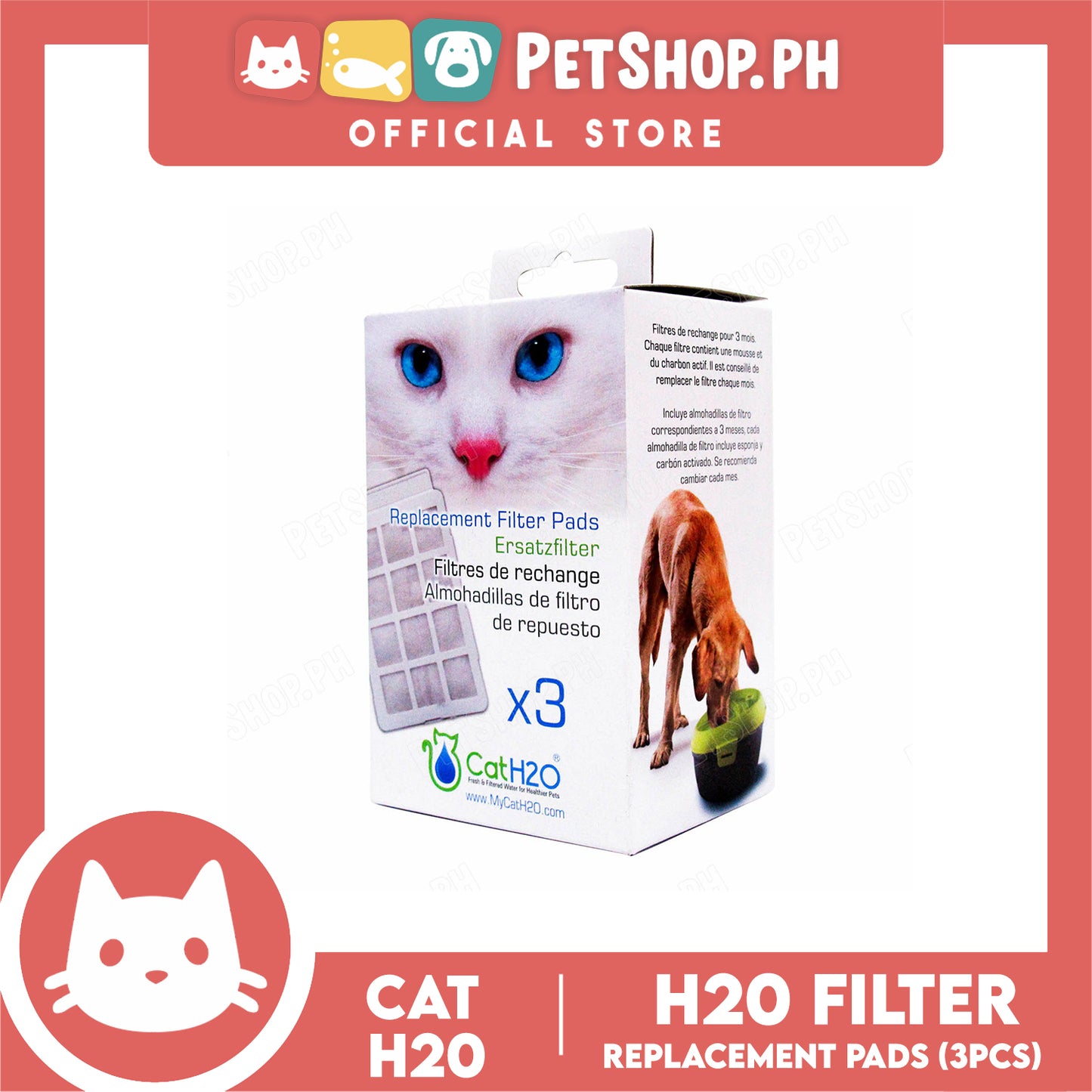 Cat H20 Fountain Filter Replacement Pads 3pcs