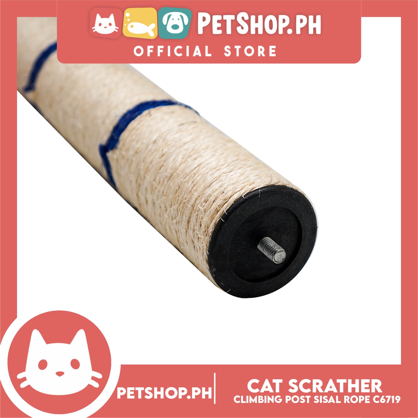 Cat Scratcher Climbing Post and Sisal Rope C6719 with Dangling Teasing Rope for Cat Grinding Claws & Protecting Furniture