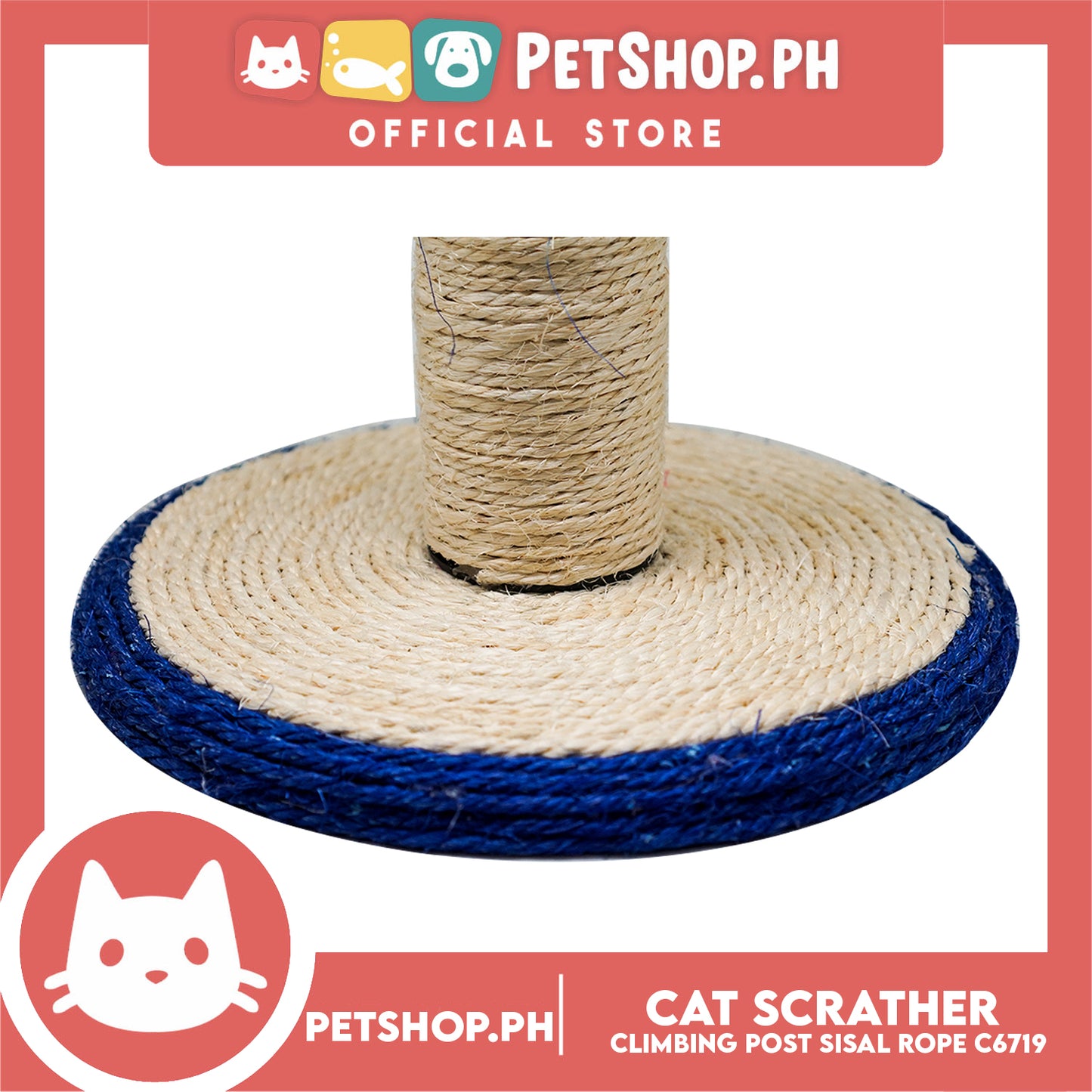 Cat Scratcher Climbing Post and Sisal Rope C6719 with Dangling Teasing Rope for Cat Grinding Claws & Protecting Furniture