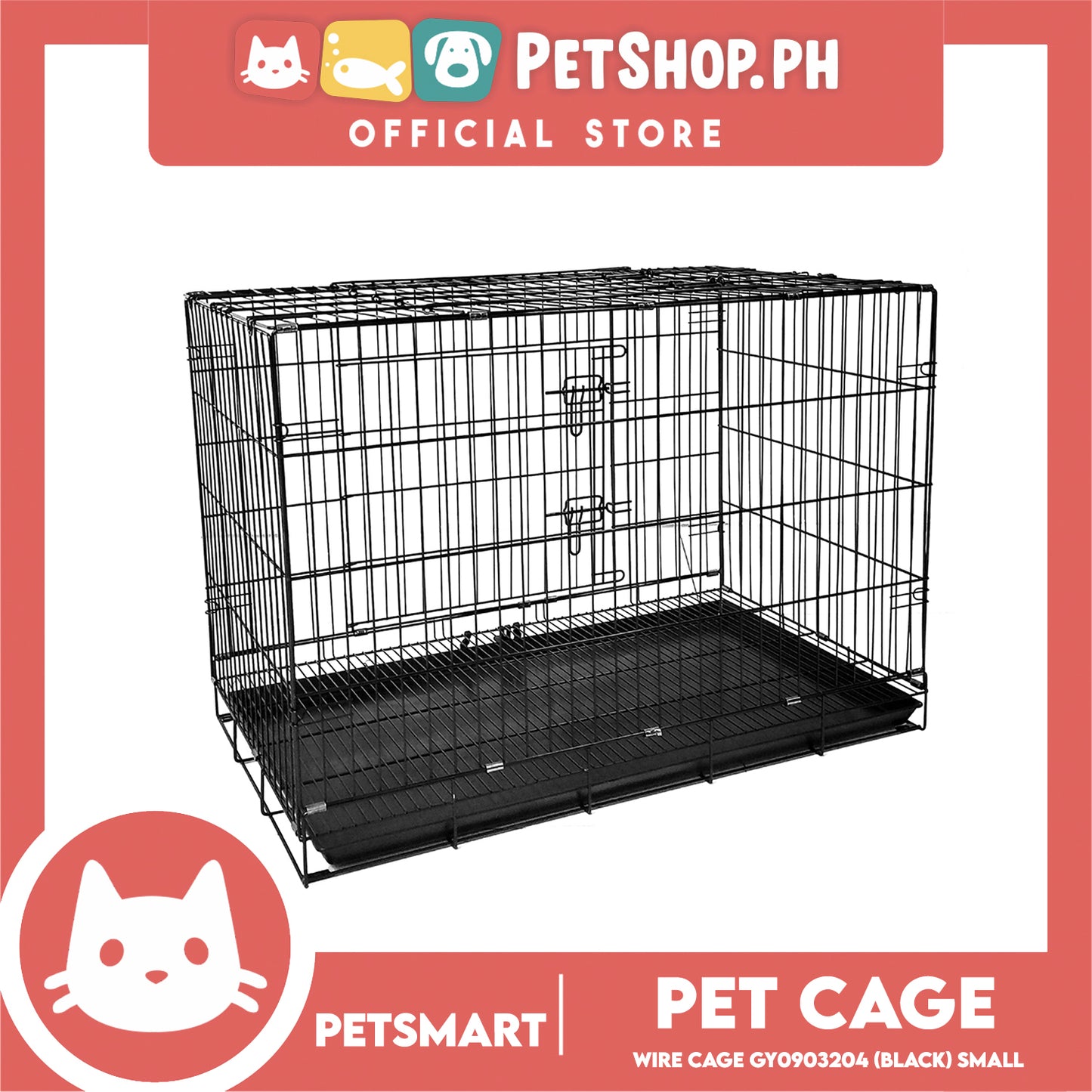 Pet Cage Wire Flooring, Painted Black Wire Cage, Comes With Tray Underneath (GY0903204) 92cm x 55.5cm x 64.5cm Pet Cage, Pet Accessories, Pet House