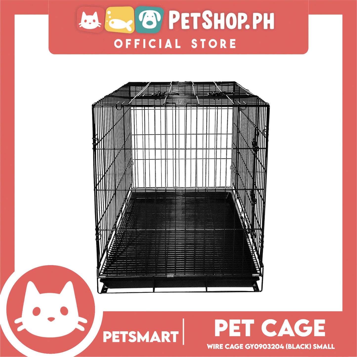 Pet Cage Wire Flooring, Painted Black Wire Cage, Comes With Tray Underneath (GY0903204) 92cm x 55.5cm x 64.5cm Pet Cage, Pet Accessories, Pet House