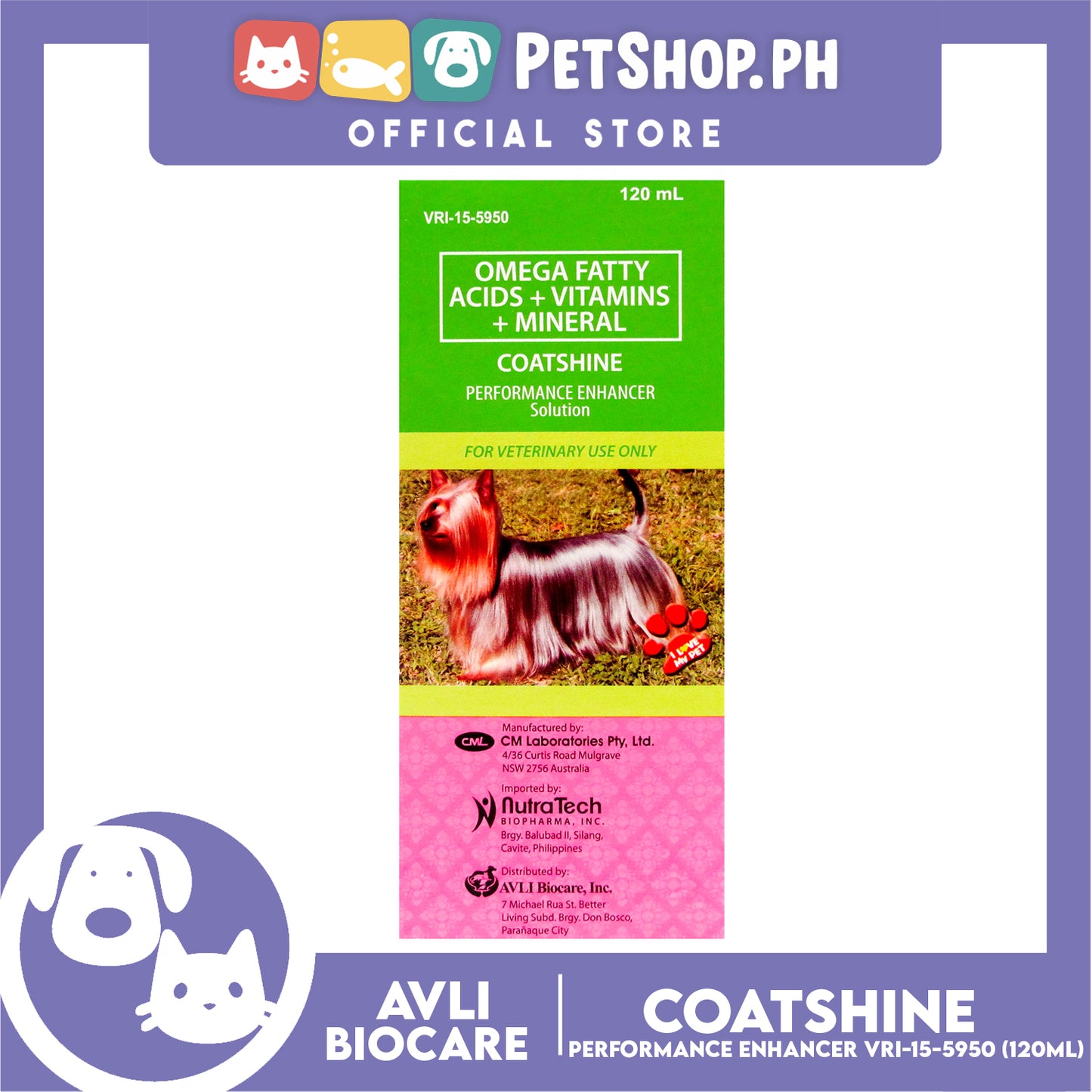 Coat Shine Performance Enhancer Solution 120ml Dog Vitamins