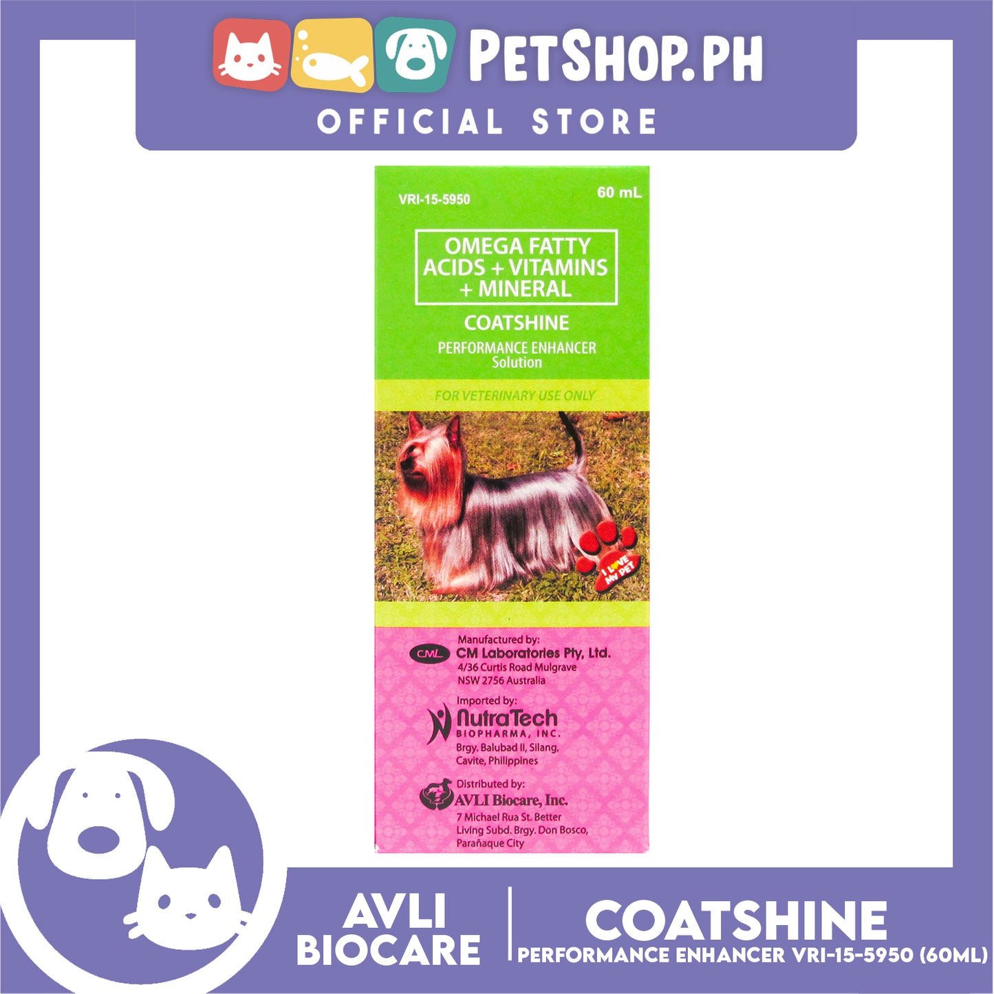 Coat Shine Performance Enhancer Solution 60ml Dog Vitamins