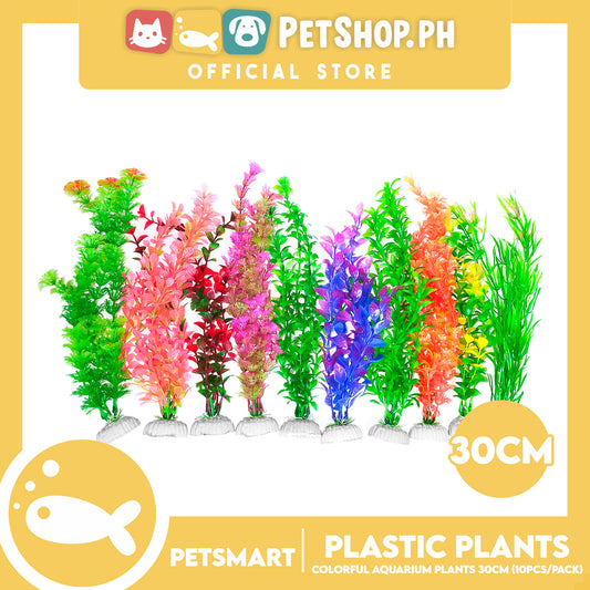 30cm Plastic Plant For Aquarium, Artificial Fish Tank Water Grass Plants Set Of 10pcs (Assorted Designs And Colors) Aquarium Plant Ornament Decoration Accessories