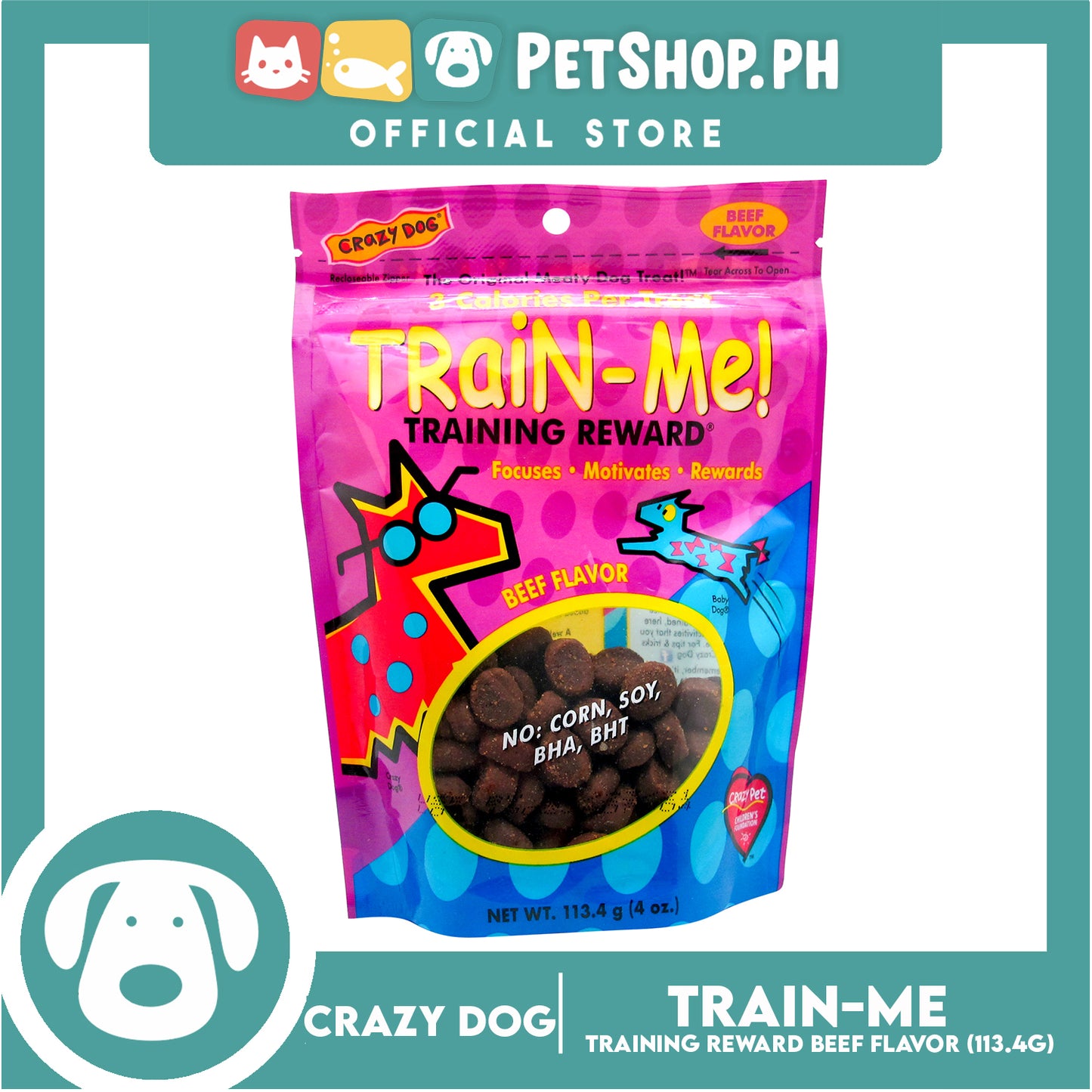 Crazy Dog Train-Me! Beef Flavor 4oz Dog Treats